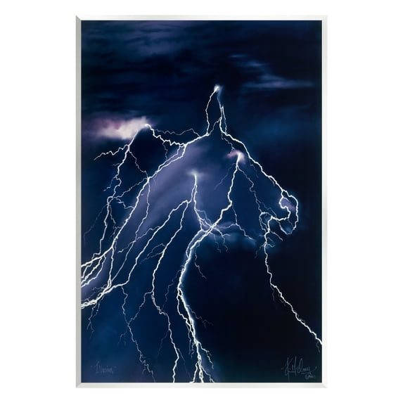 Stupell Industries Horse Face in Lighting Storm Nature Painting Unframed Art Print Wall Art, 13 x 19