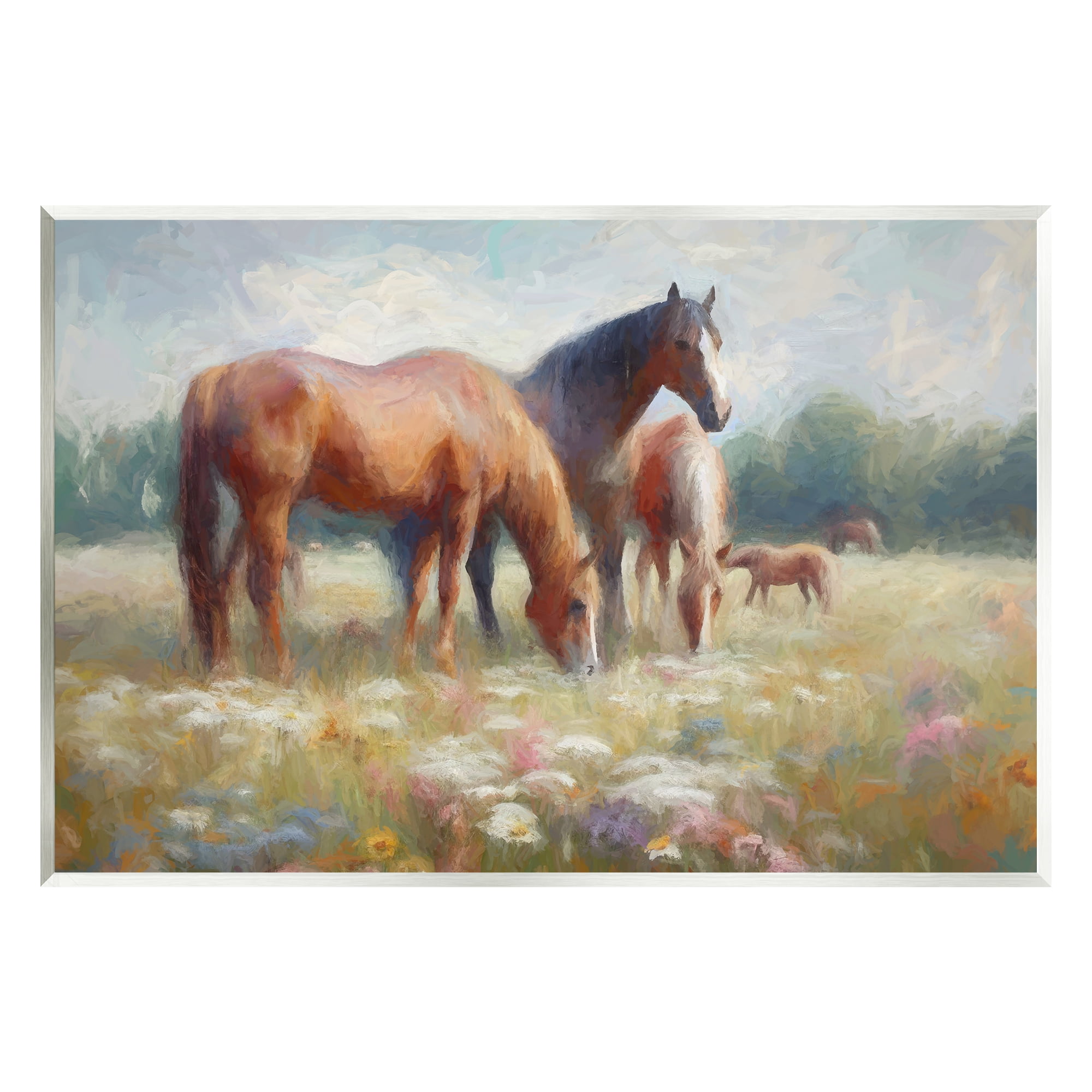 Stupell Industries Horse Family in Meadow Animals & Insects Painting Unframed Art Print Wall Art, 15 x 10