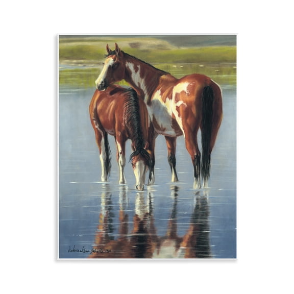 Stupell Industries Horse & Foal Splashing Animals & Insects Painting Unframed Art Print Wall Art, 11 x 14