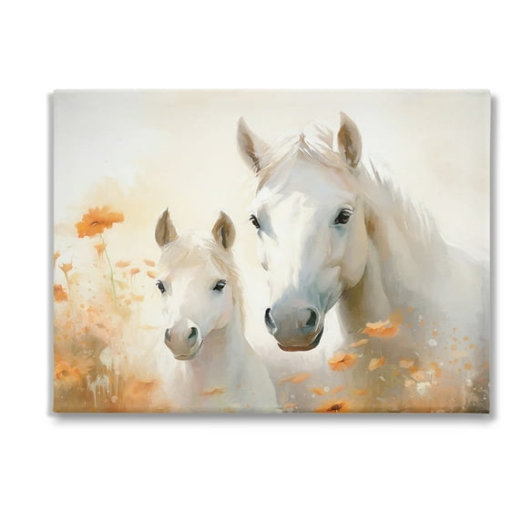 Stupell Industries Horse & Foal with Flowers Animals & Insects Painting Gallery Wrapped Canvas Art Print Wall Art, 48 x 36