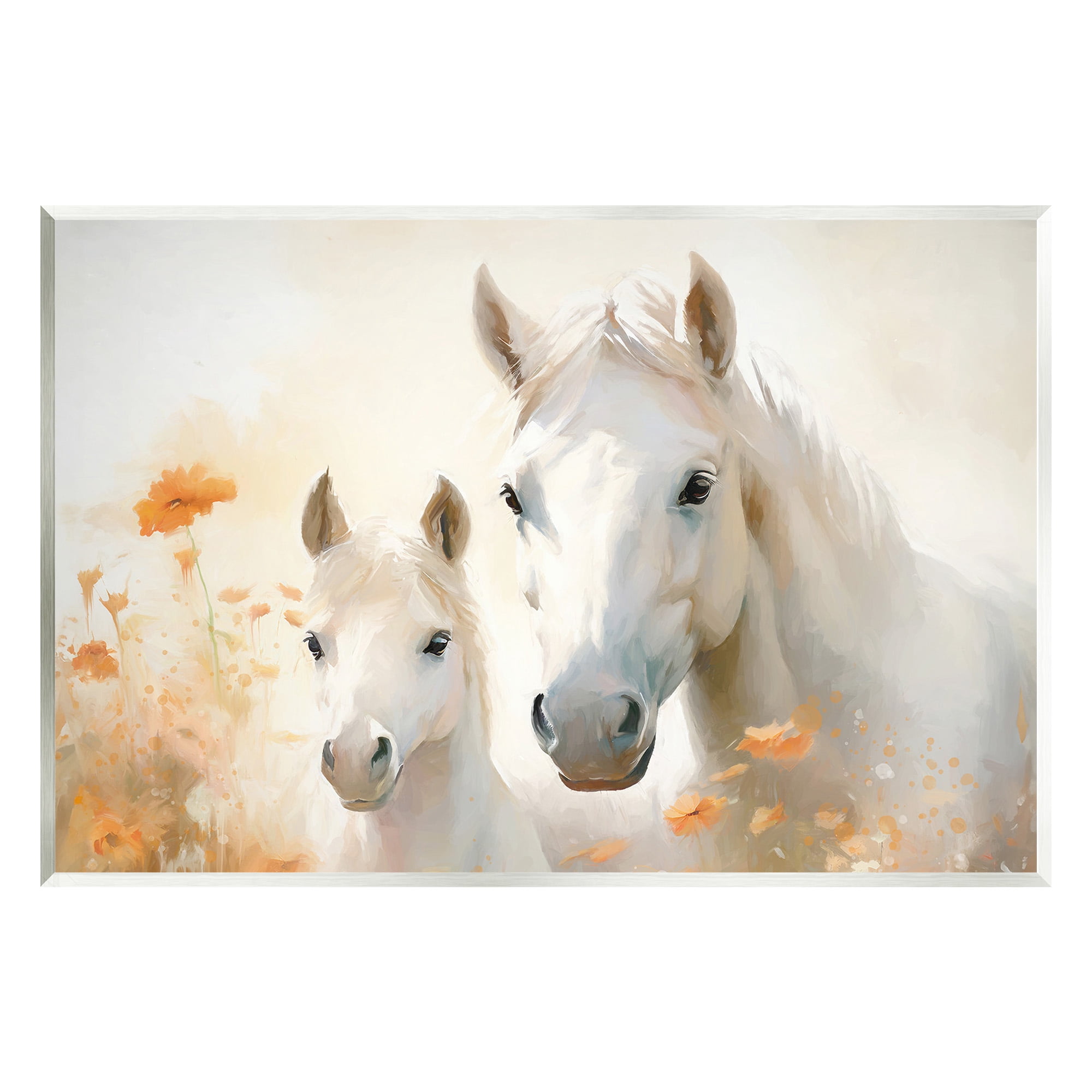 Stupell Industries Horse & Foal with Flowers Animals & Insects Painting Unframed Art Print Wall Art, 19 x 13