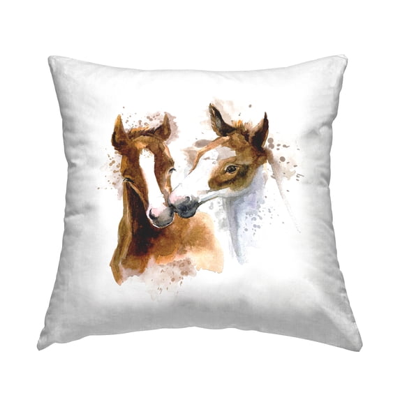 Stupell Industries Horse Foals Modern Splash Square Decorative Printed Throw Pillow Design By Artsy Sally, 18 x 18