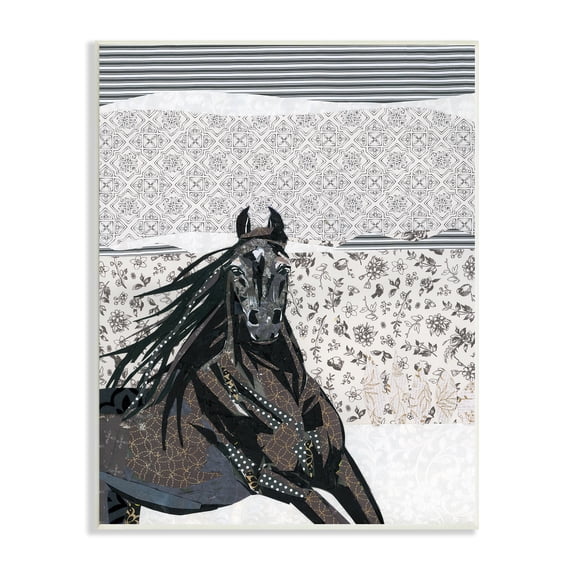 Stupell Industries Horse Galloping over Abstract Patterns Geometric Shapes, 13 x 19, Designed by Jenny McGee