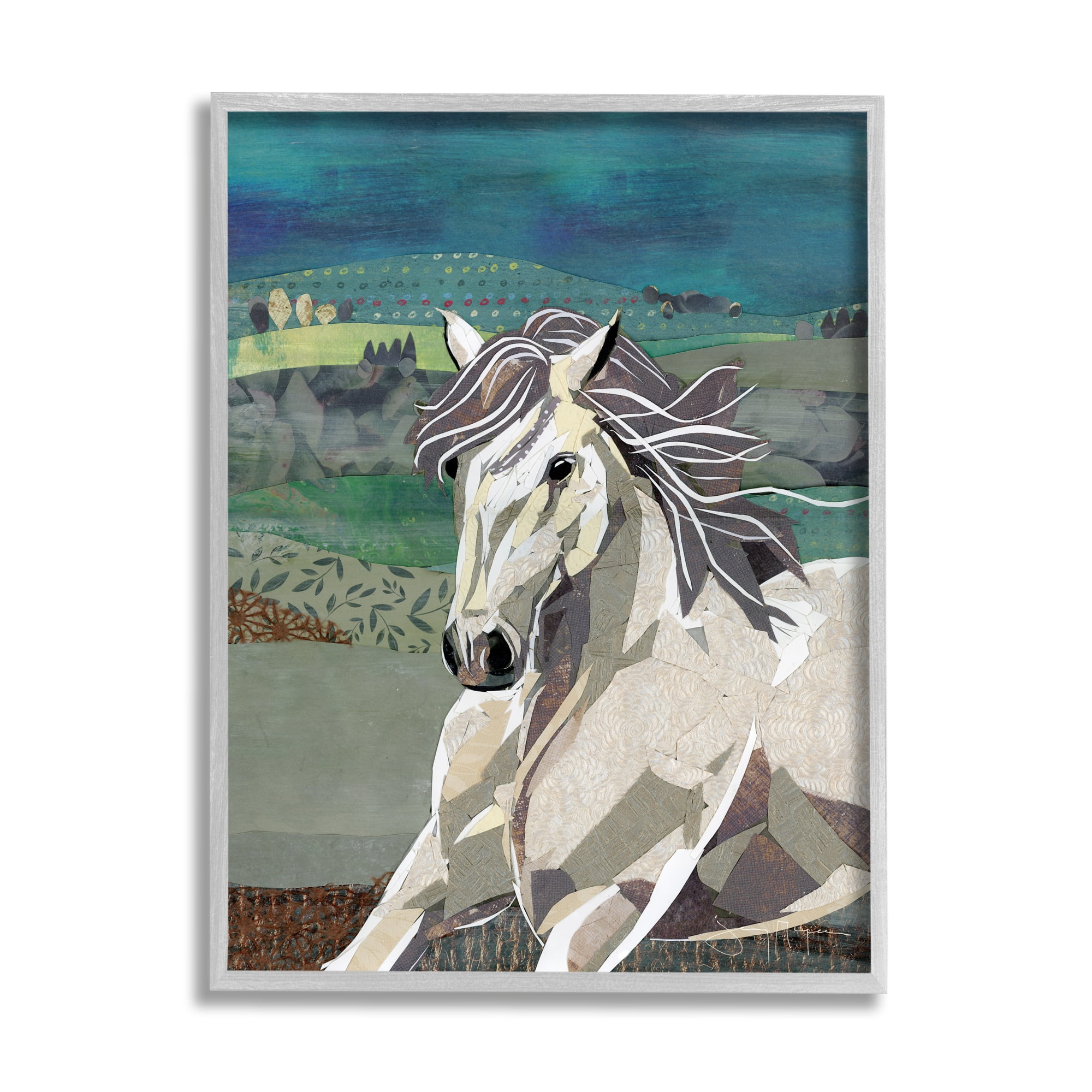 Stupell Industries Horse Geometric Shape Collage Wild Animal Running, 11 x 14, Designed by Jenny McGee