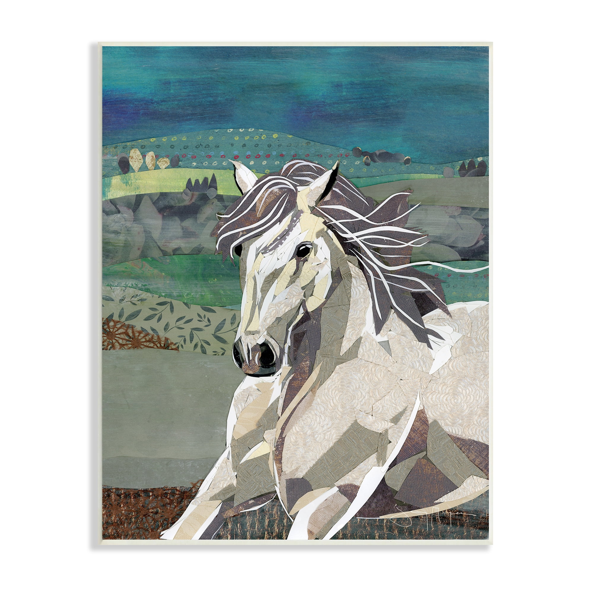Stupell Industries Horse Geometric Shape Collage Wild Animal Running, 13 x 19, Designed by Jenny McGee