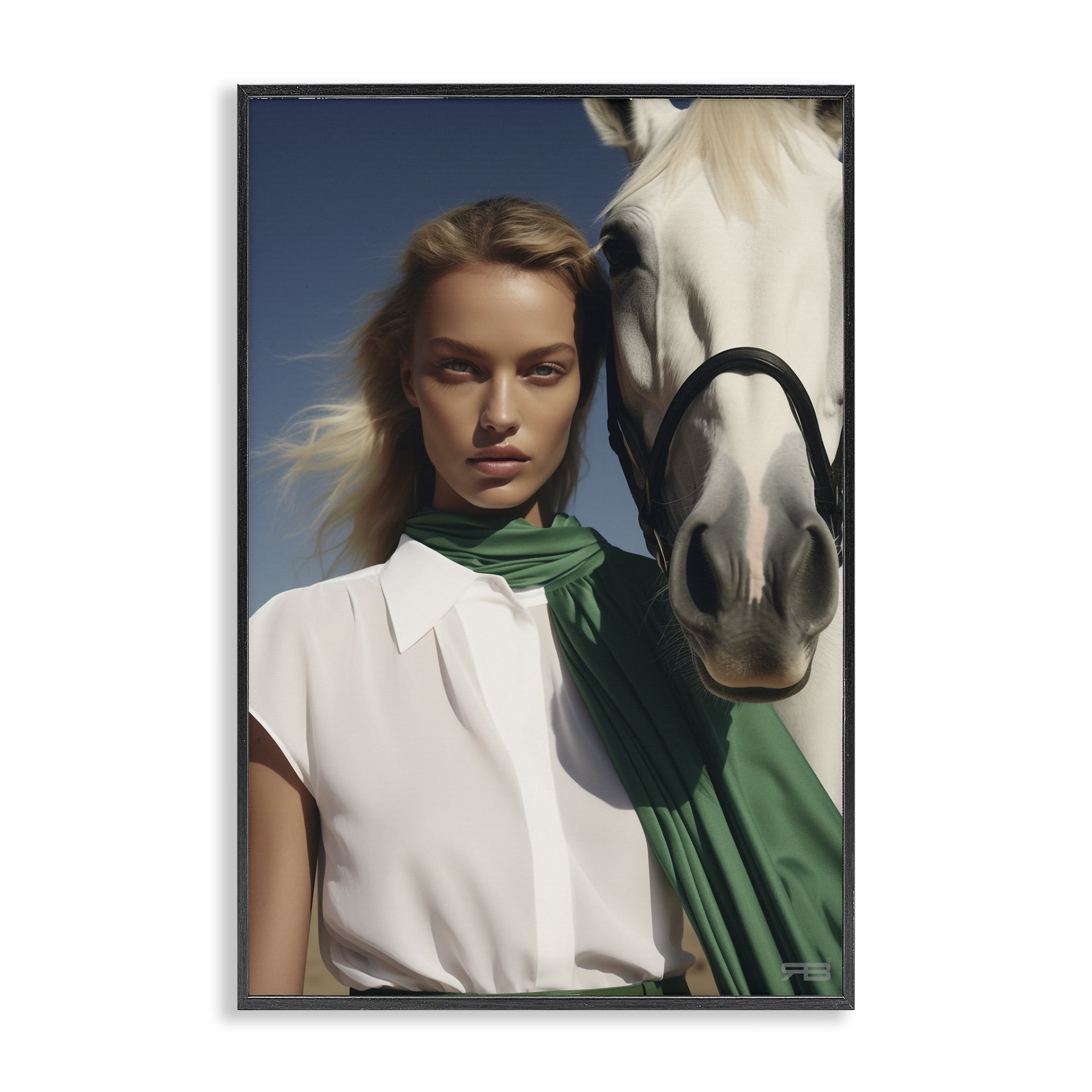 Stupell Industries Horse & Girl Friendship People Painting Black Framed Art Print Wall Art, 12 x 18