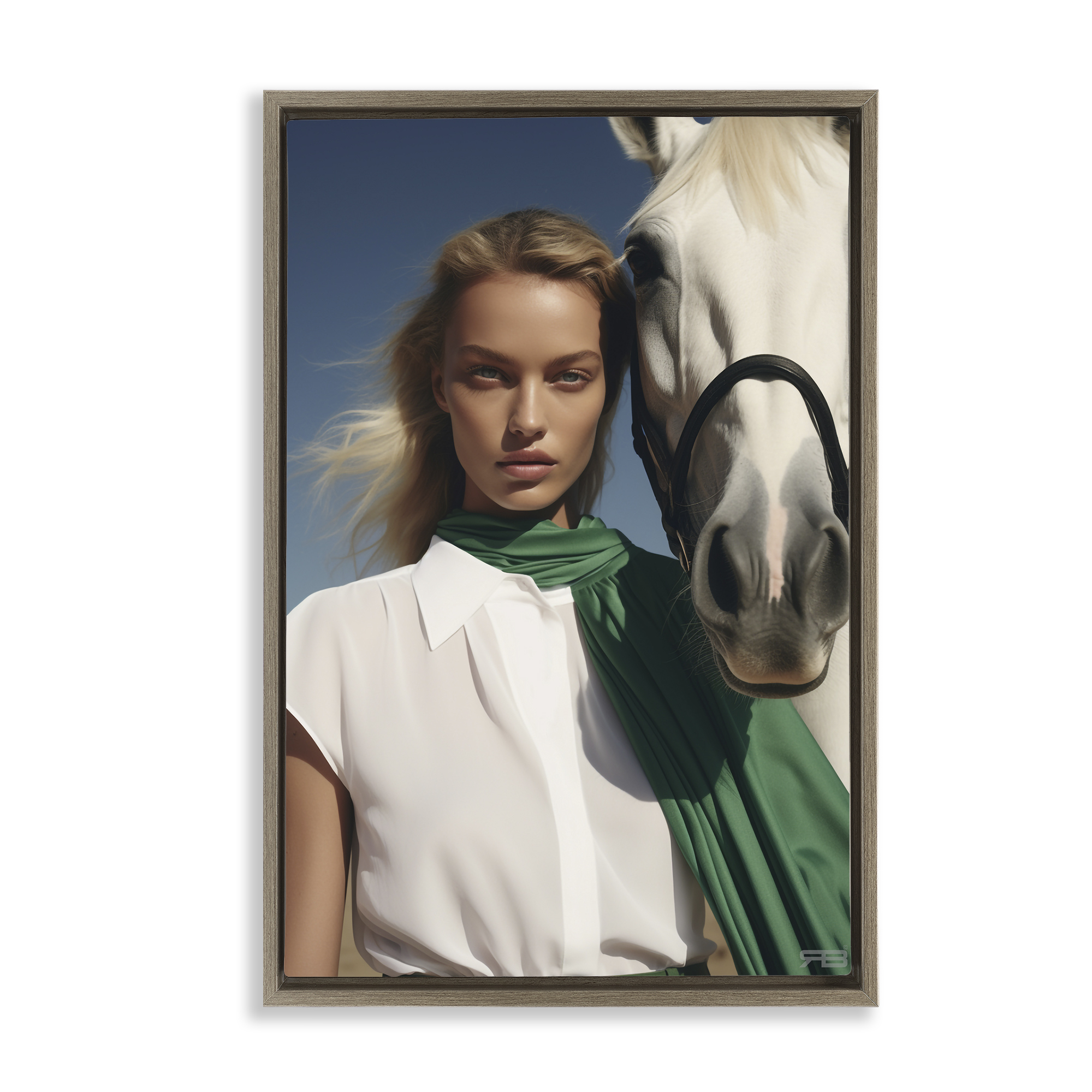 Stupell Industries Horse & Girl Friendship People Painting Brown Floater Framed Canvas Art Print Wall Art, 21 x 31