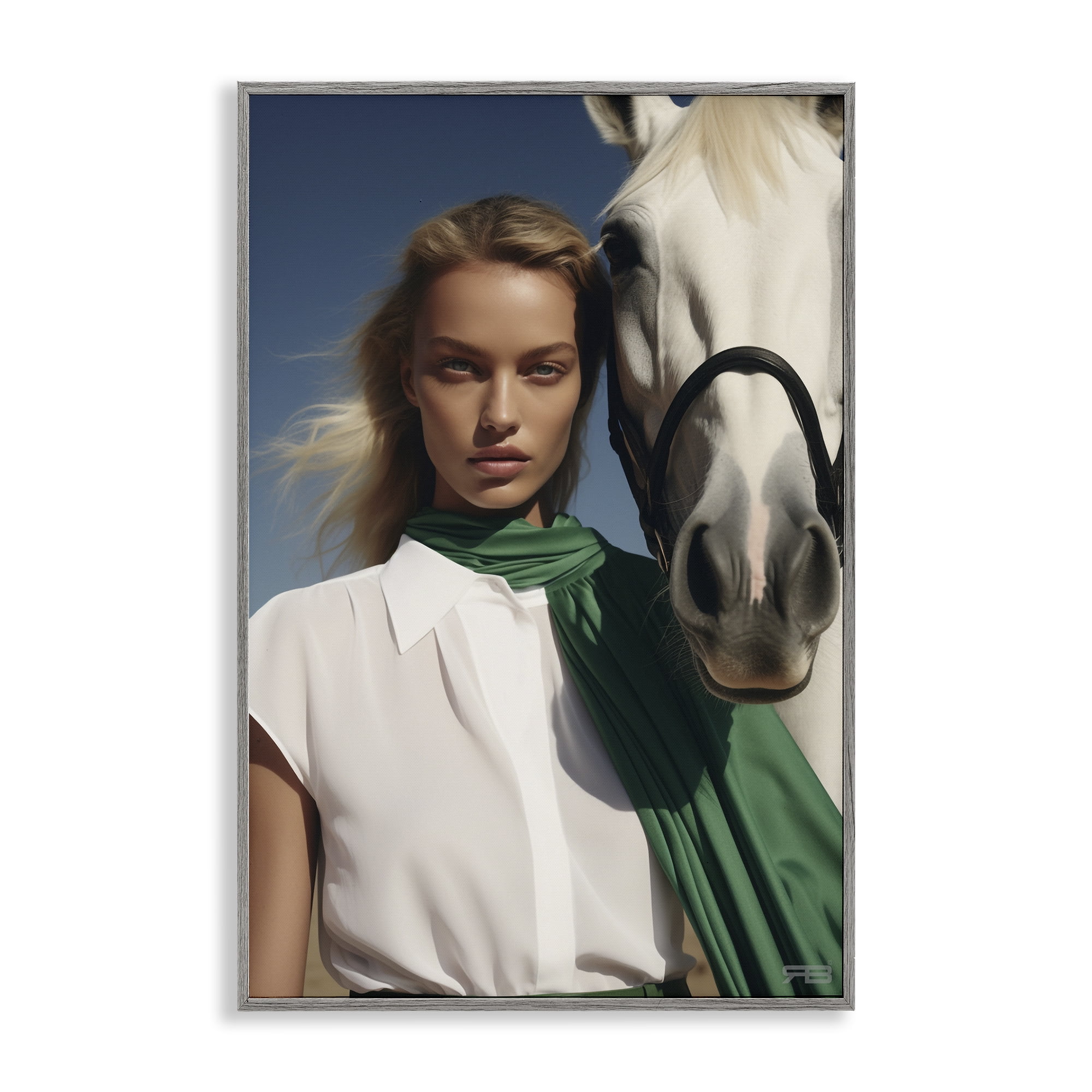 Stupell Industries Horse & Girl Friendship People Painting Gray Framed Art Print Wall Art, 12 x 18