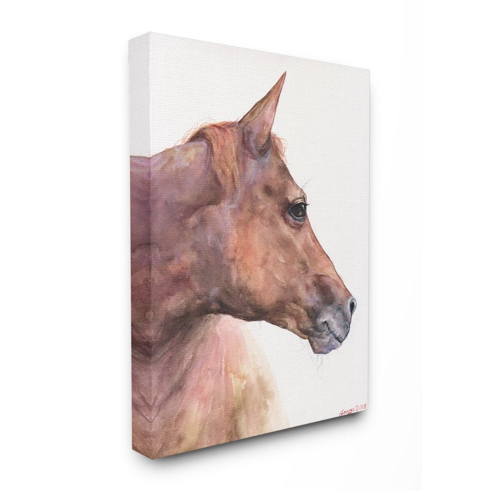 Stupell Industries Horse Head Animal Watercolor Painting Canvas Wall Art by George Dyachenko
