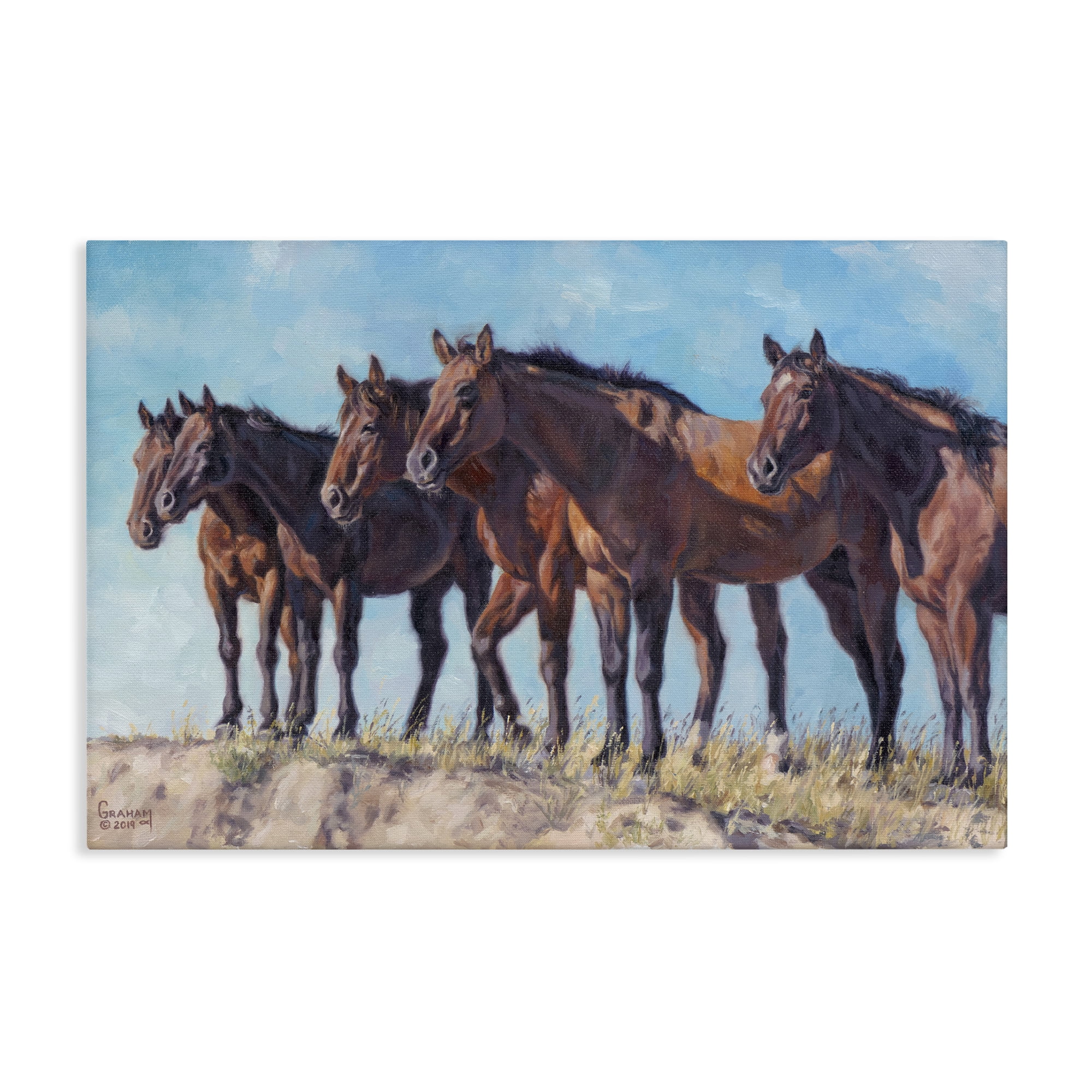 Stupell Industries Horse Herd Overlooking Desert Animals & Insects Painting Gallery Wrapped Canvas Art Print Wall Art, 36 x 24