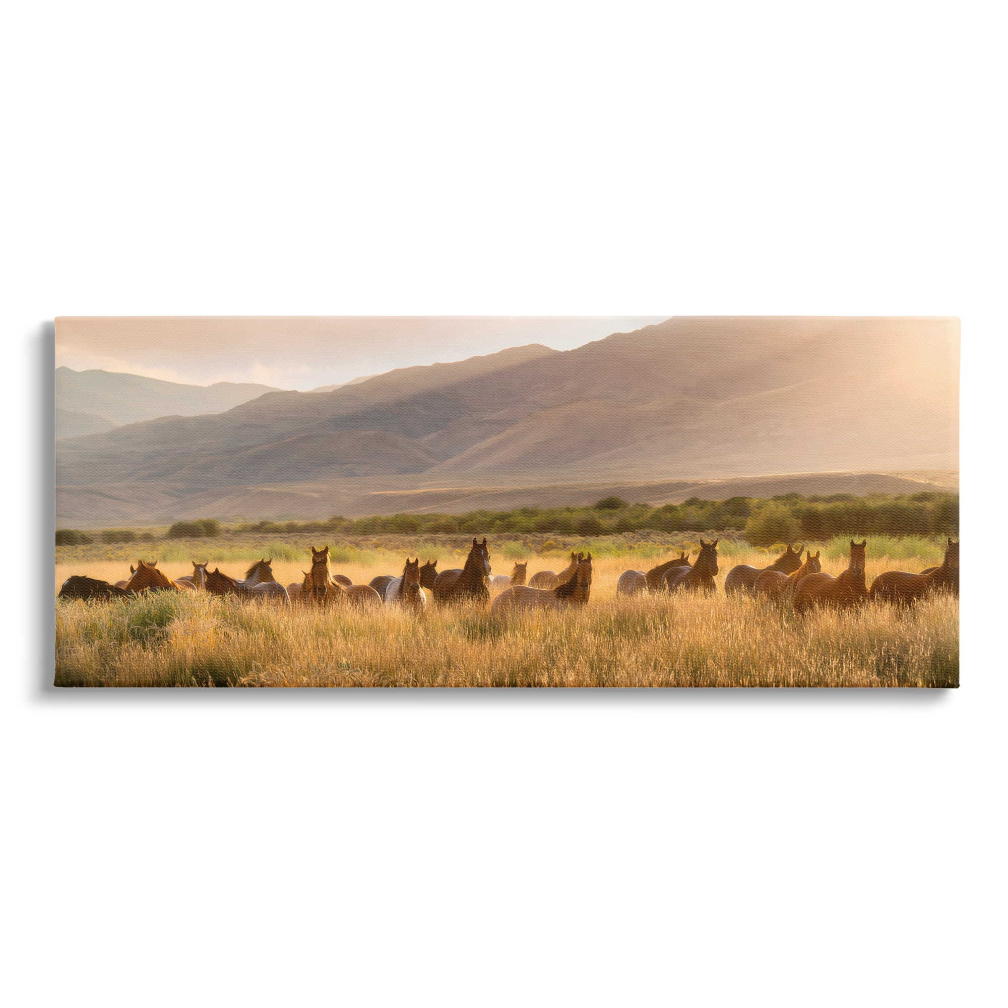 Stupell Industries Horse Herd in Mountains Landscape Photography Gallery Wrapped Canvas Art Print Wall Art, 24 x 10