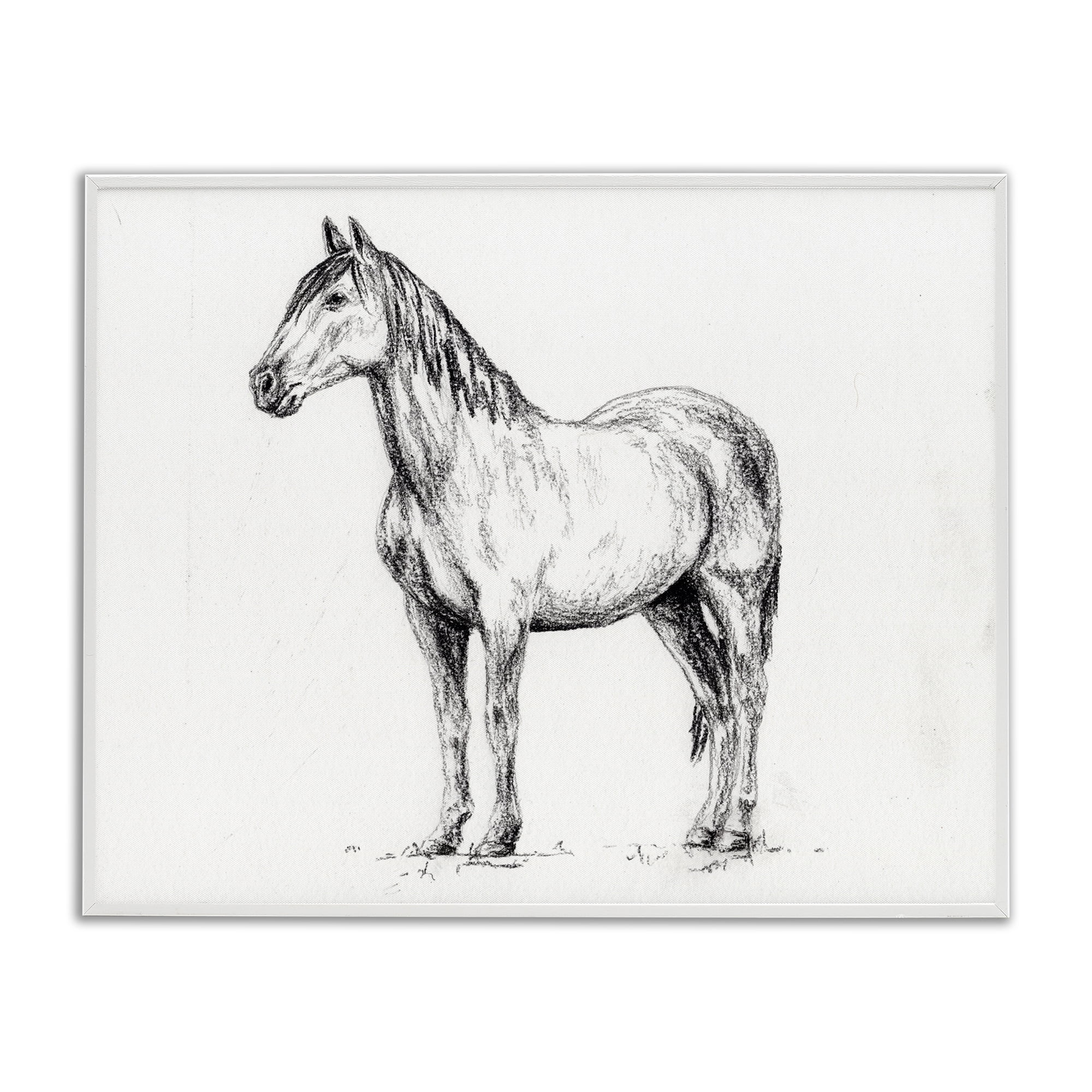Stupell Industries Horse In Charcoal White Framed Giclee Art, design by Leah Noel Art