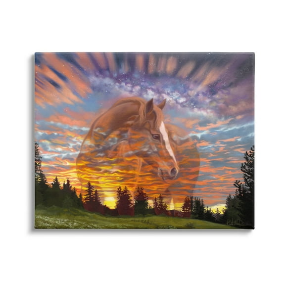 Stupell Industries Horse In Vivid Sunset Sky Animals & Insects Painting Gallery Wrapped Canvas Print Wall Art