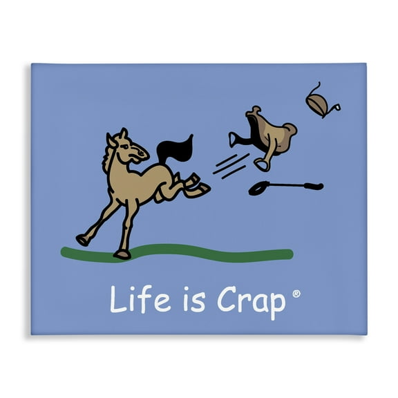 Stupell Industries Horse Kicking Saddle Novelty & Humor Painting Wrapped Canvas Art Print Wall Art, 20 x 16