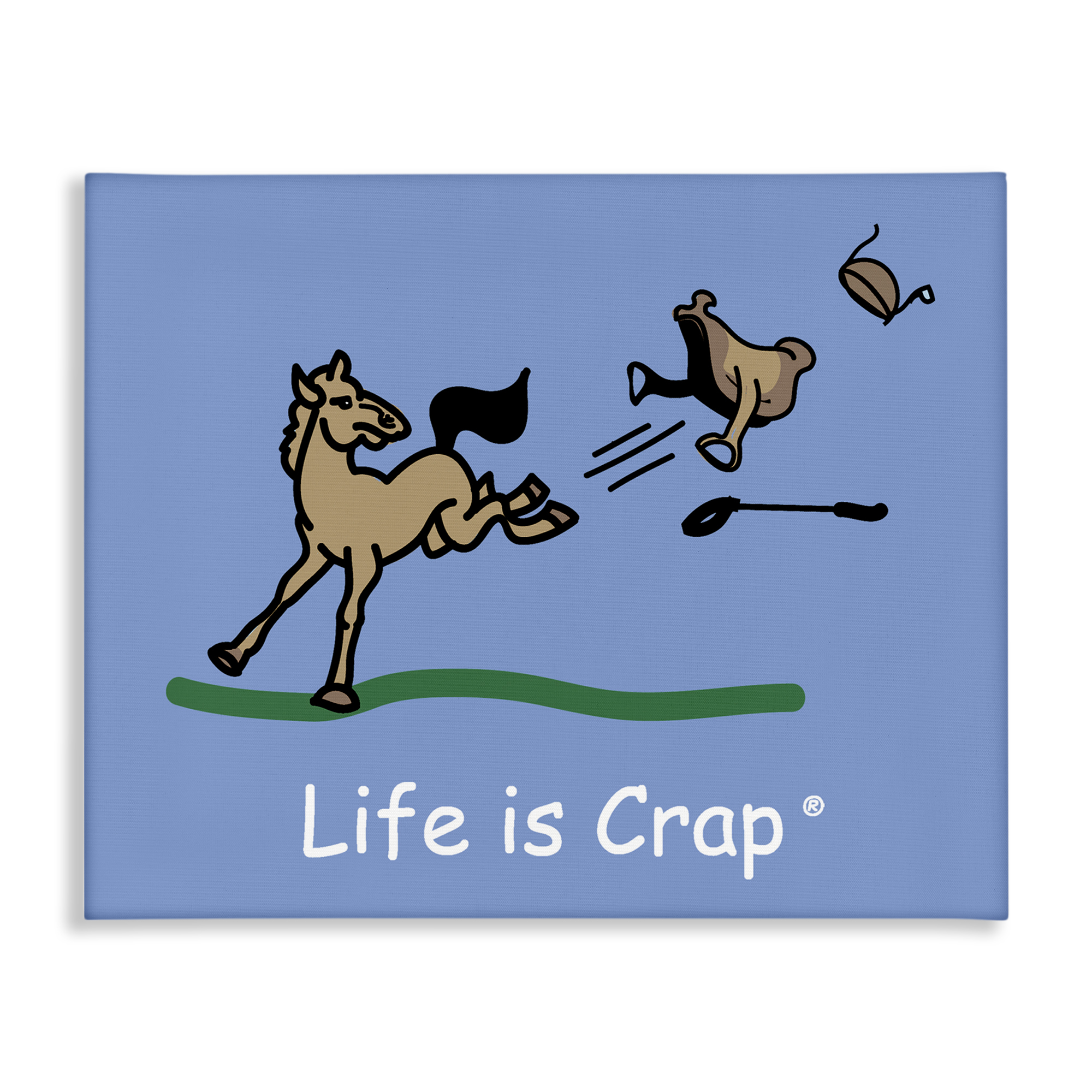 Stupell Industries Horse Kicking Saddle Novelty & Humor Painting Wrapped Canvas Art Print Wall Art, 48 x 36