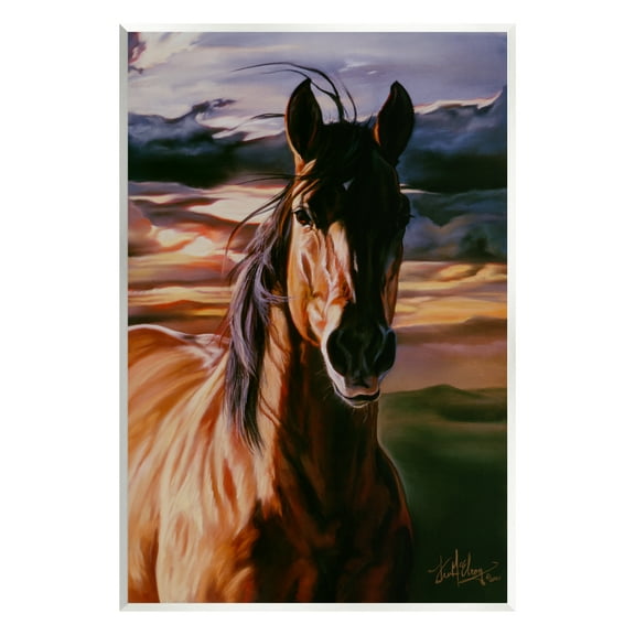 Stupell Industries Horse Landscape Painting Animals & Insects Painting Unframed Art Print Wall Art, 10 x 15