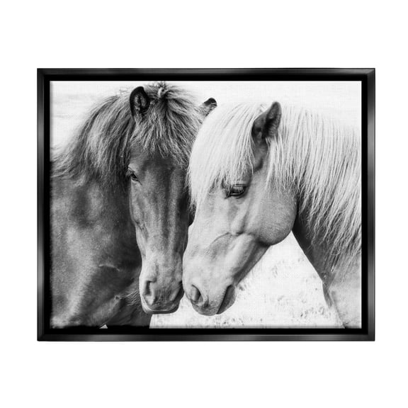 Stupell Industries Horse Love Duo Portrait Animals & Insects Photography Black Floater Framed Art Print Wall Art, 21 x 17