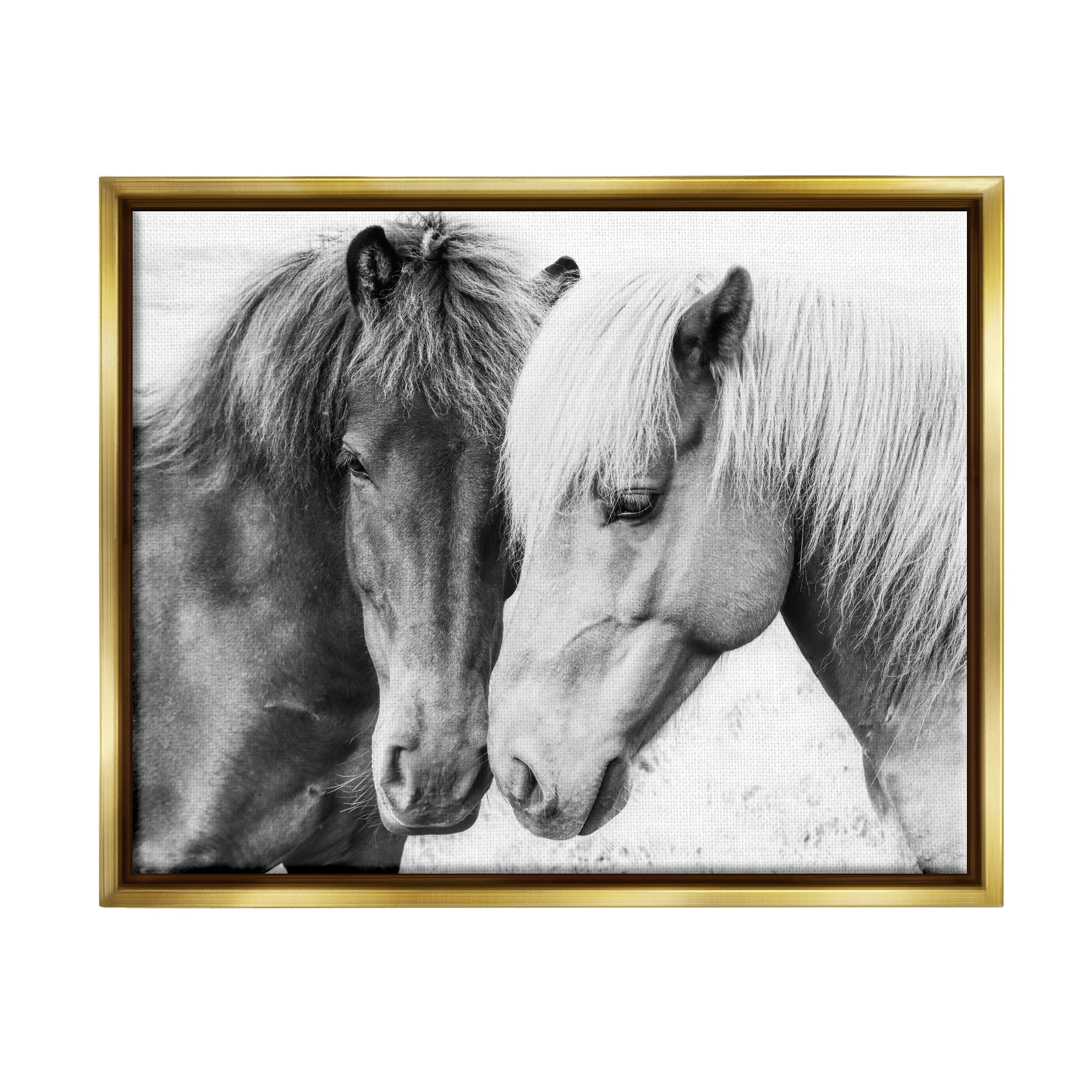 Stupell Industries Horse Love Duo Portrait Animals & Insects Photography Gold Floater Framed Art Print Wall Art, 21 x 17
