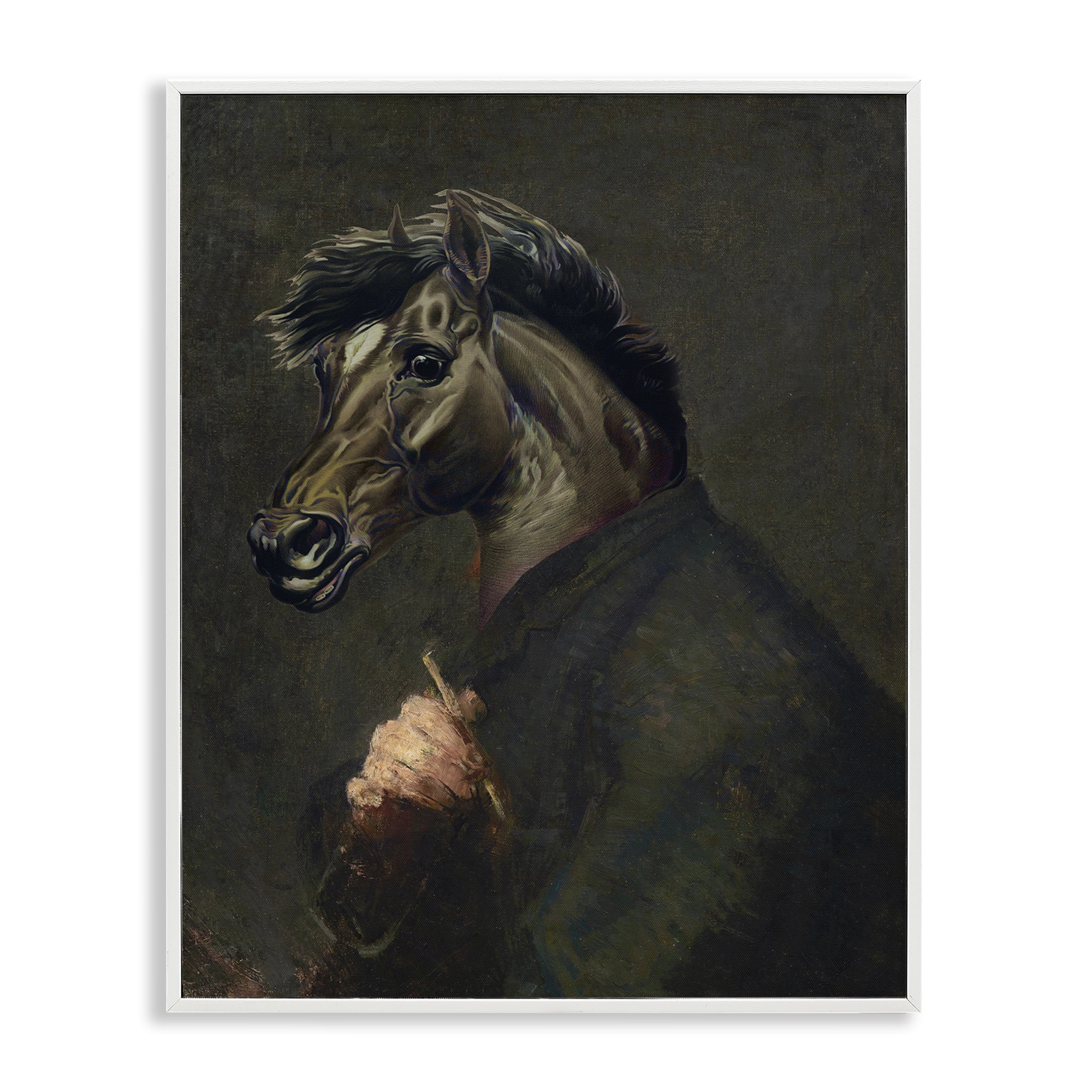Stupell Industries Horse Painter Portrait Novelty & Humor Painting White Framed Art Print Wall Art, 16 x 20