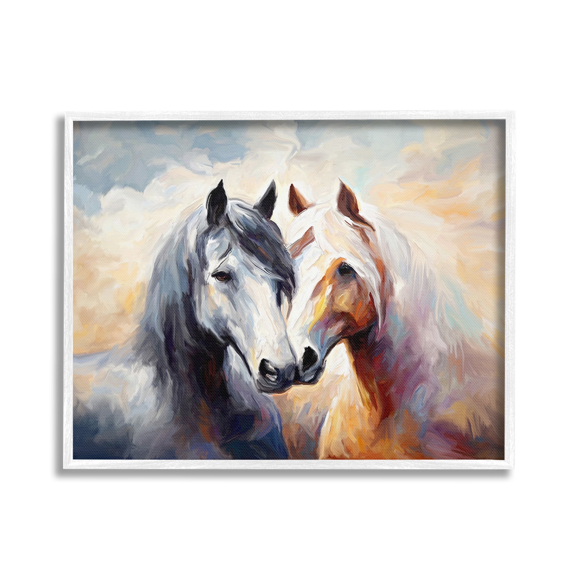 Stupell Industries Horse Pair & Sunrise Animals & Insects Painting White Framed Art Print Wall Art, 20 x 16
