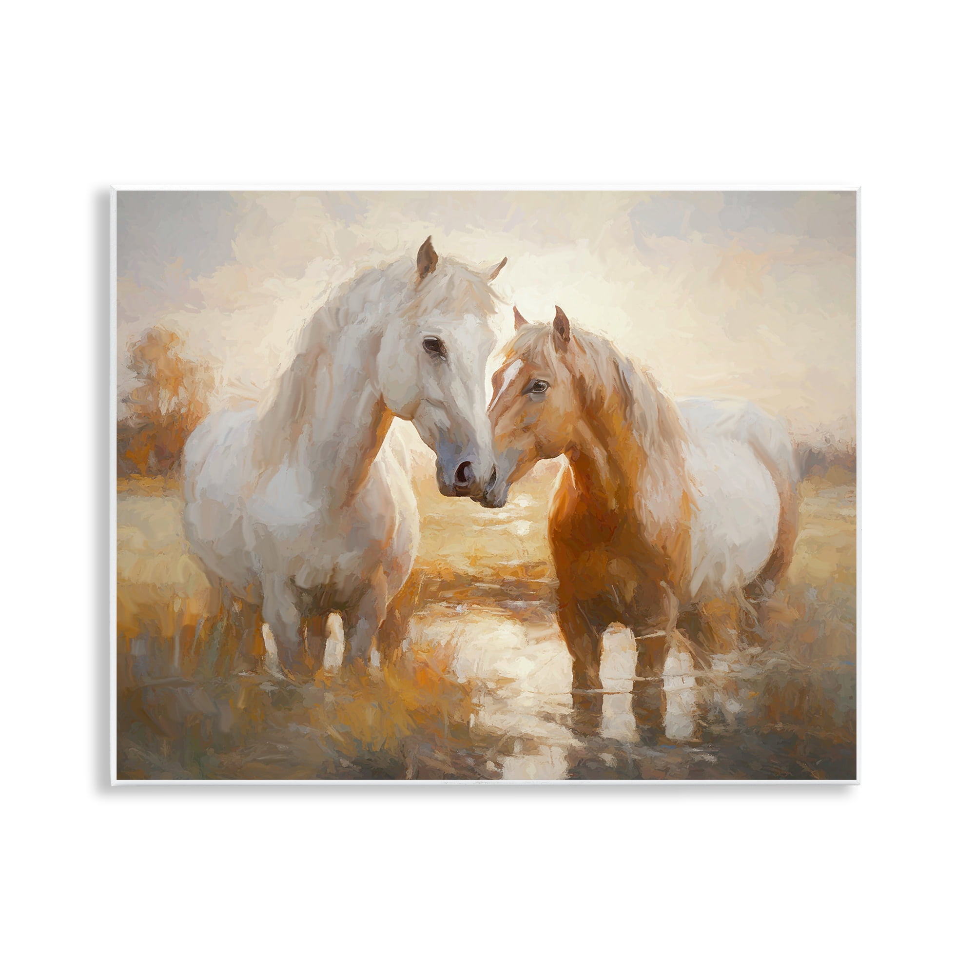 Stupell Industries Horse Pair in River Animals & Insects Painting Unframed Art Print Wall Art, 14 x 11