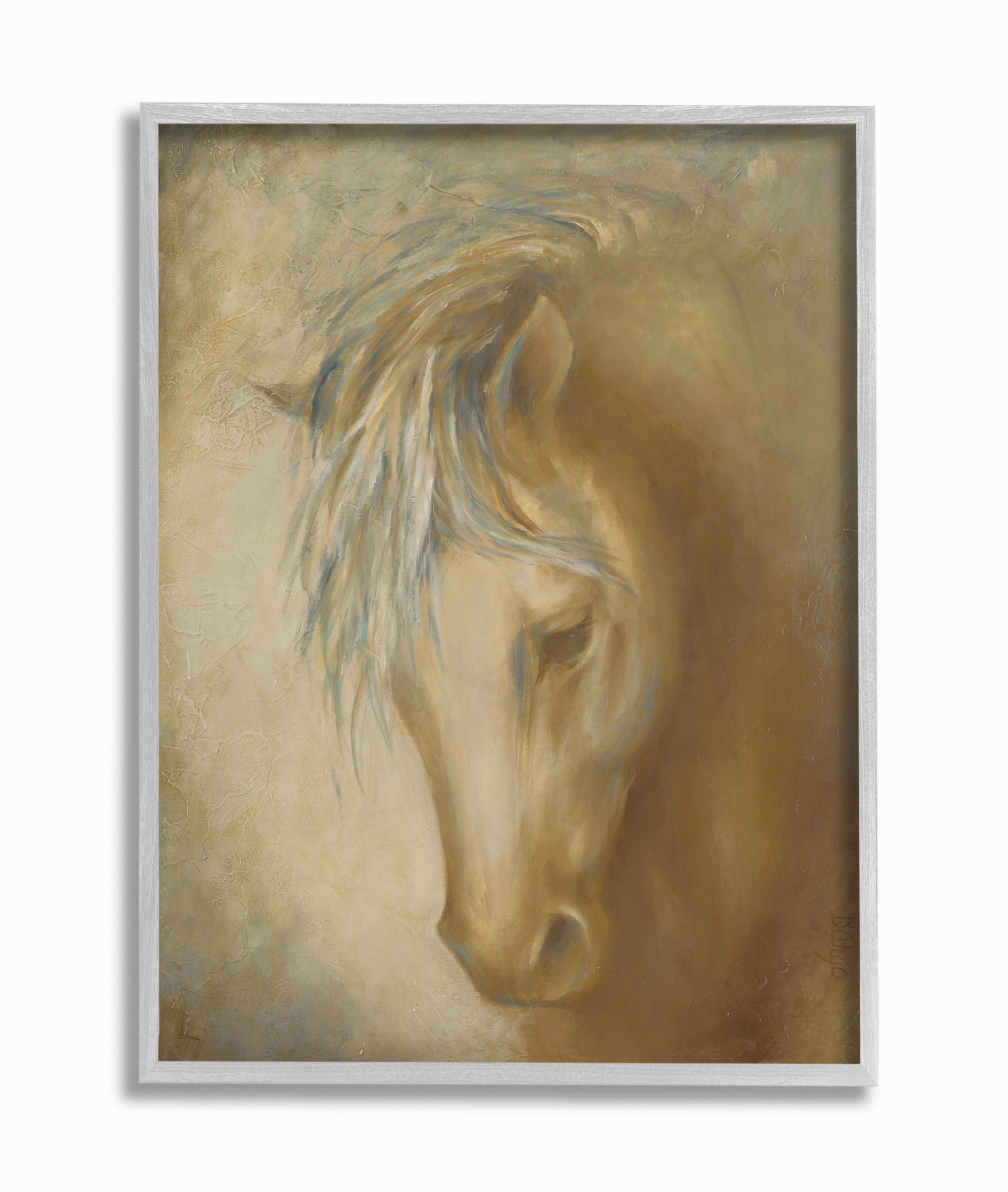 Stupell Industries Horse Portrait Blue Yellow Animal Painting Framed Wall Art by Third and Wall