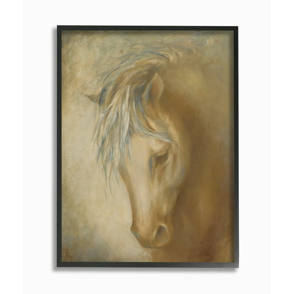 Stupell Industries Horse Portrait Blue Yellow Animal Painting Framed Wall Art by Third and Wall