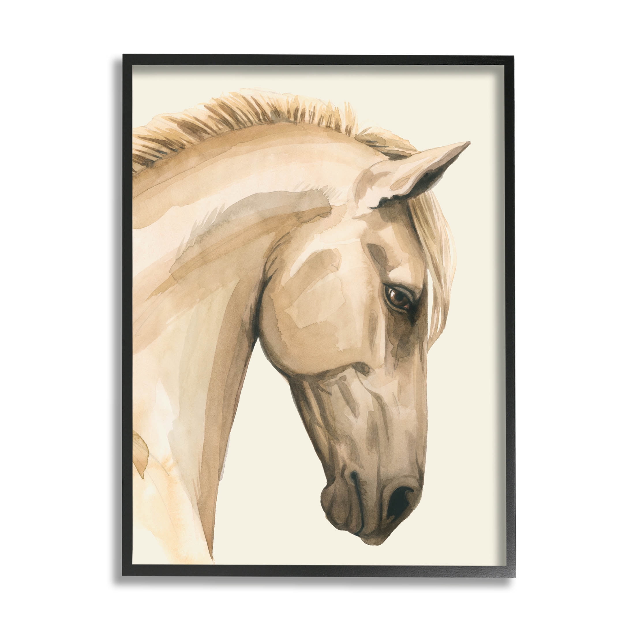Stupell Industries Horse Portrait Farm Animal Graphic Art Black Framed Art Print Wall Art, Design by Grace Popp