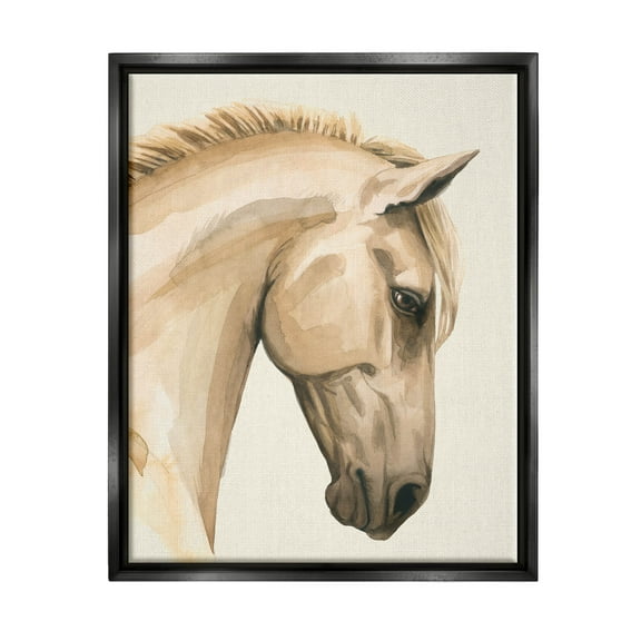 Stupell Industries Horse Portrait Farm Animal Graphic Art Jet Black Floating Framed Canvas Print Wall Art, Design by Grace Popp