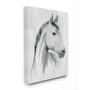 Stupell Industries Horse Portrait Grey Drawing Design Canvas Wall Art by Grace Popp