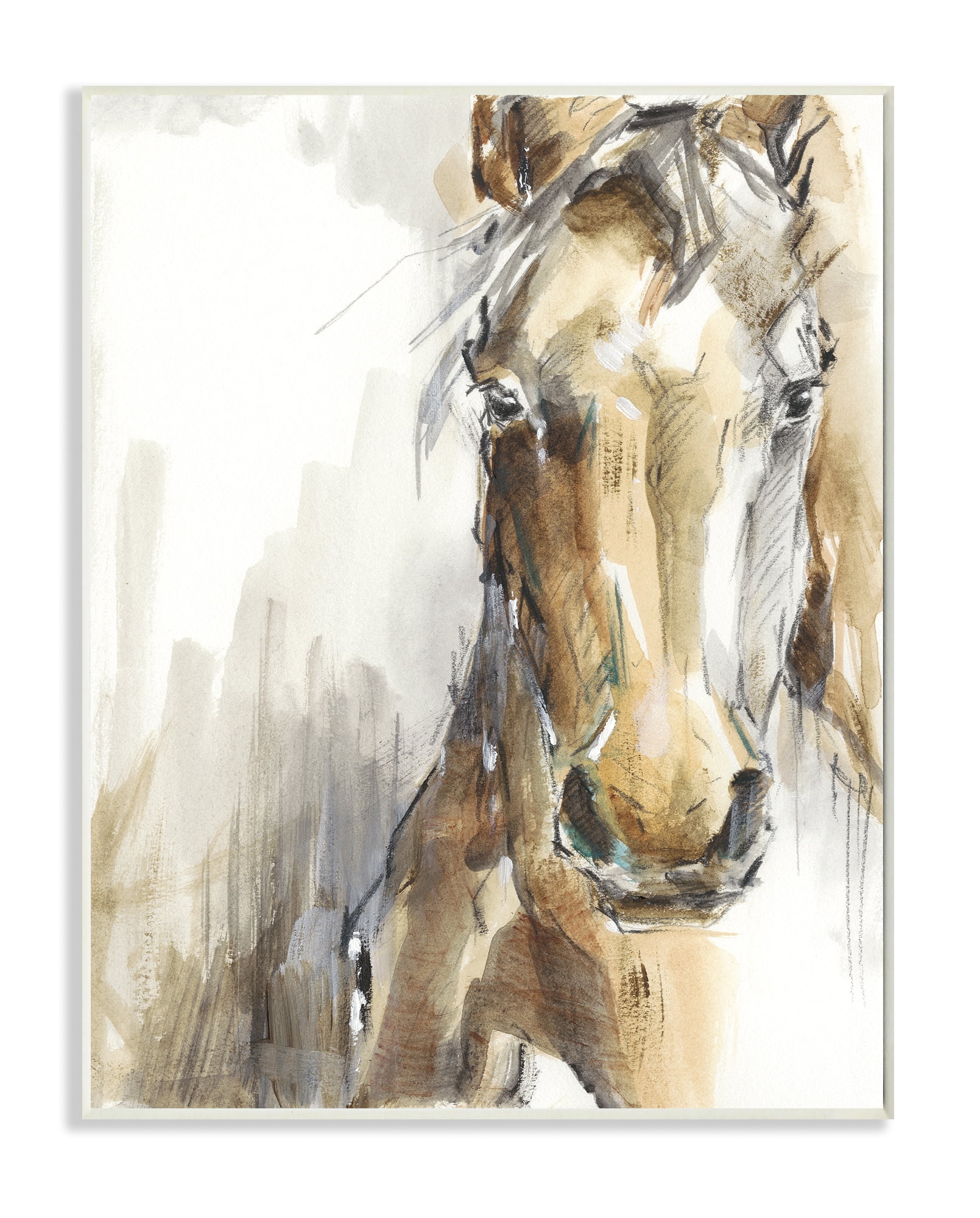 Stupell Industries Horse Portrait Orange Brown Animal Watercolor Painting Unframed Art Print Wall Art, 13x19, by Ethan Harper