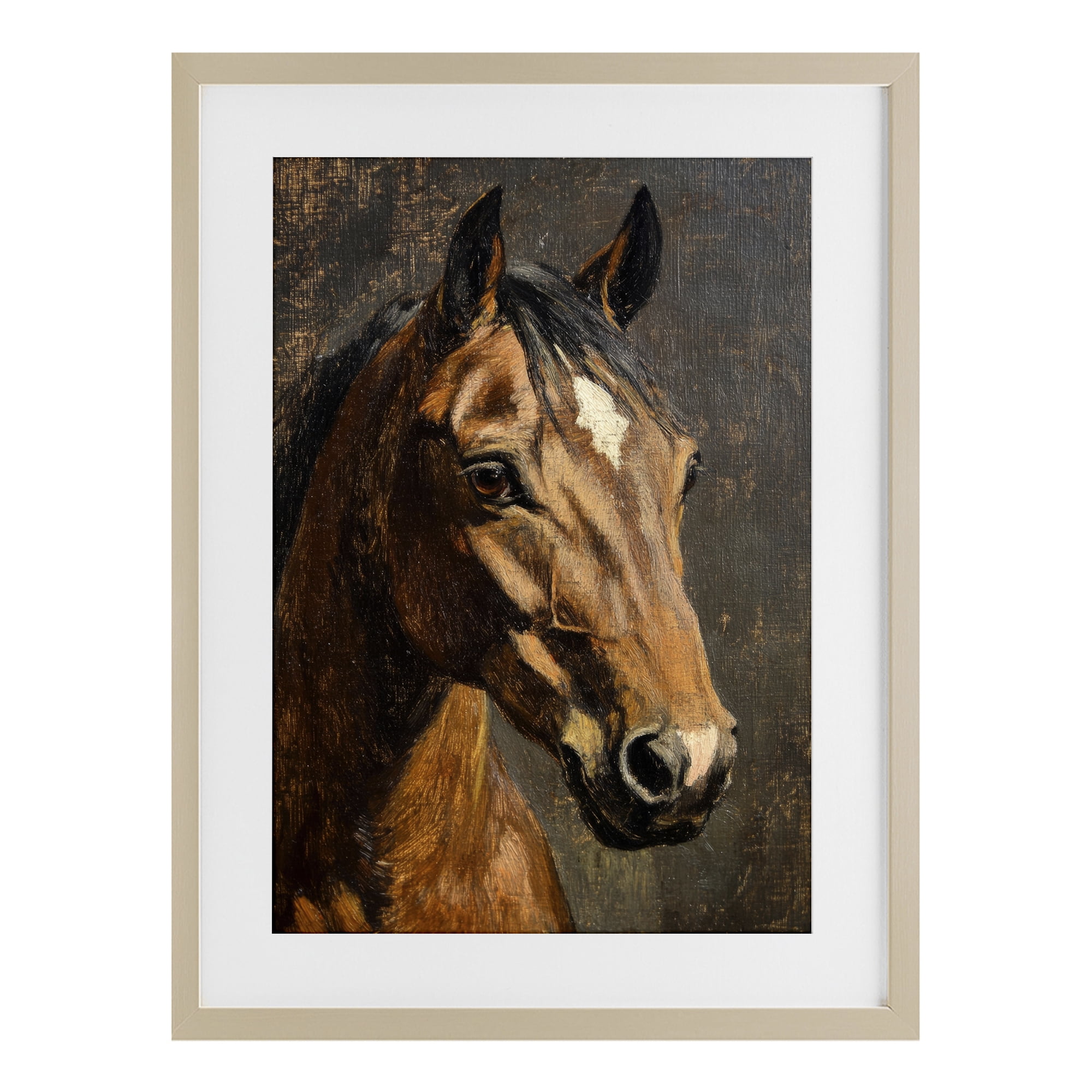 Stupell Industries Horse Portrait Study Birch Framed Print Under Glass, design by Petal Prints Design