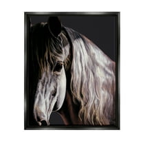 Stupell Industries Horse Portrait in Shadow Animals & Insects Painting Black Floater Framed Art Print Wall Art, 17 x 21