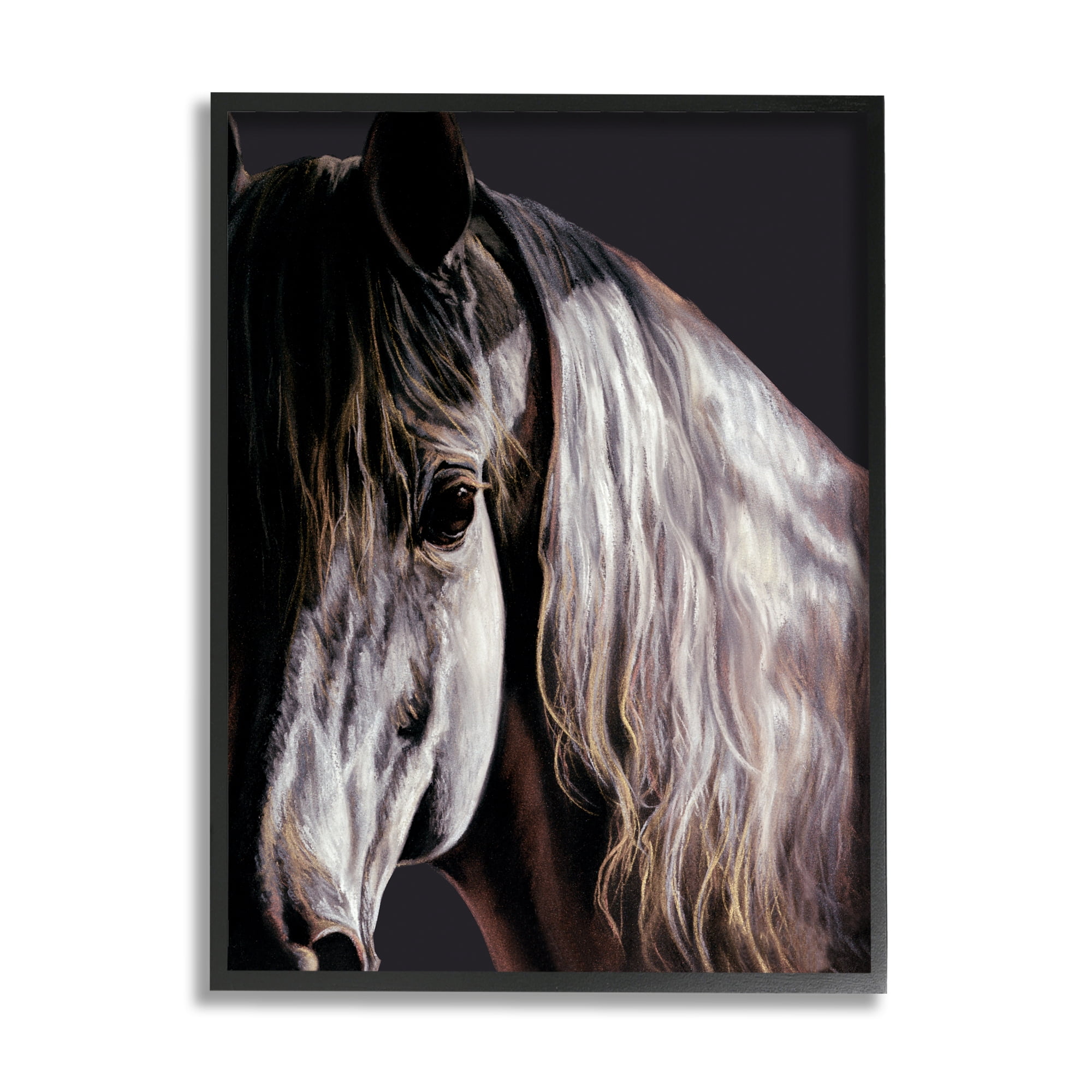 Stupell Industries Horse Portrait in Shadow Animals & Insects Painting Black Framed Art Print Wall Art, 11 x 14