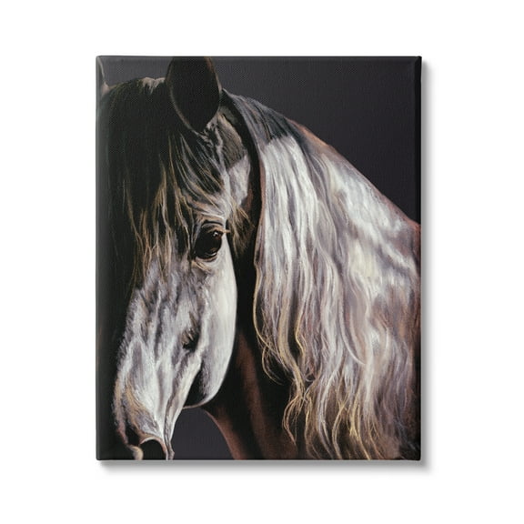 Stupell Industries Horse Portrait in Shadow Animals & Insects Painting Gallery Wrapped Canvas Print Wall Art, 16 x 20