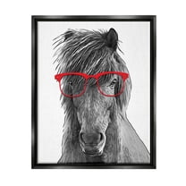 Stupell Industries Horse Red Glasses Fun Animal Animals & Insects Painting Black Floater Framed Art Print Wall Art