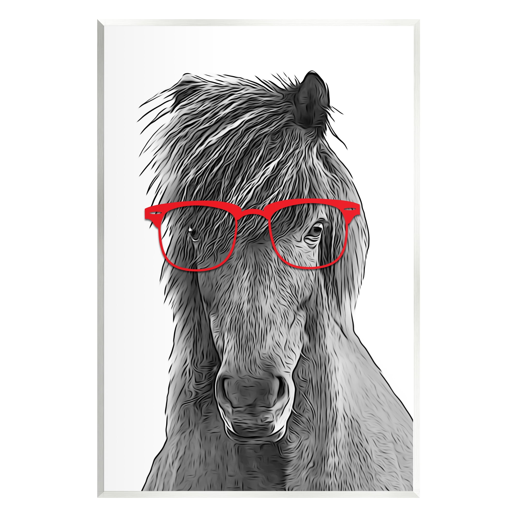 Stupell Industries Horse Red Glasses Fun Animal Animals & Insects Painting Unframed Art Print Wall Art