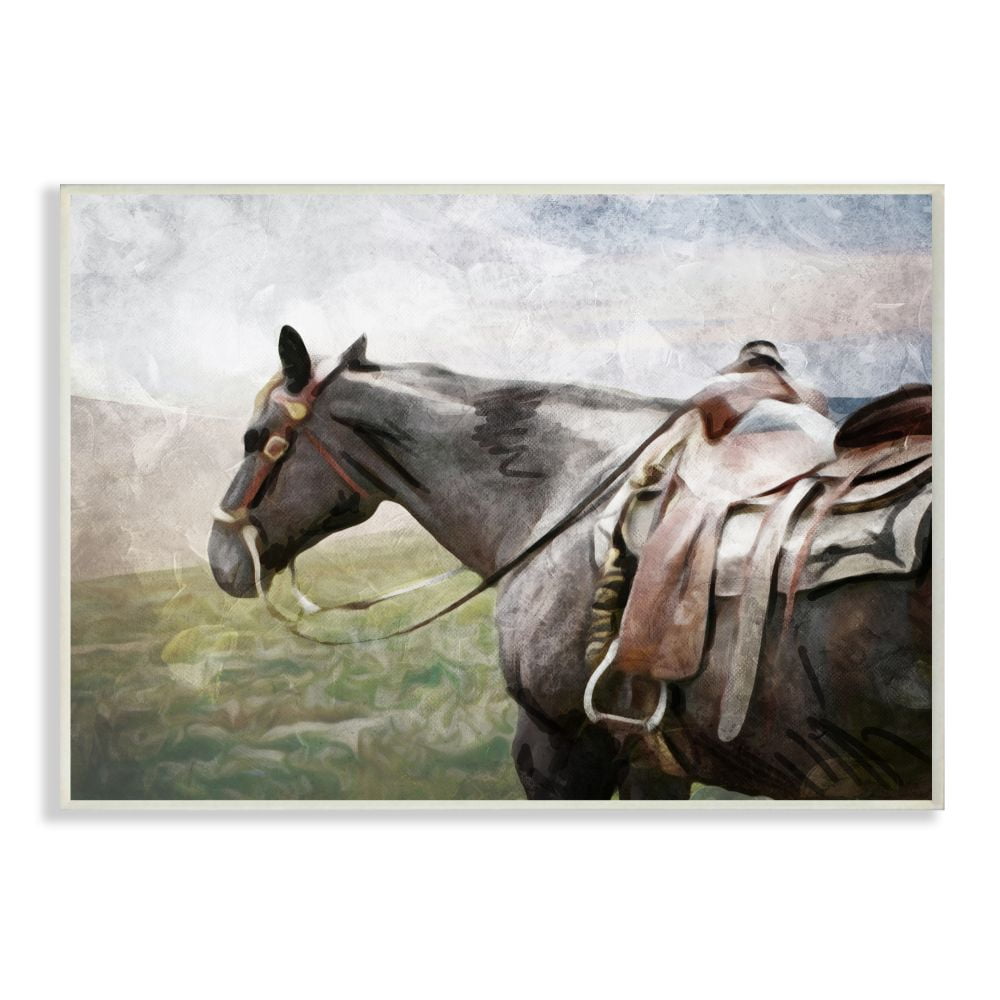 Stupell Industries Horse Riding Farm Landscape Animal Painting Wall Plaque by Milli Villa