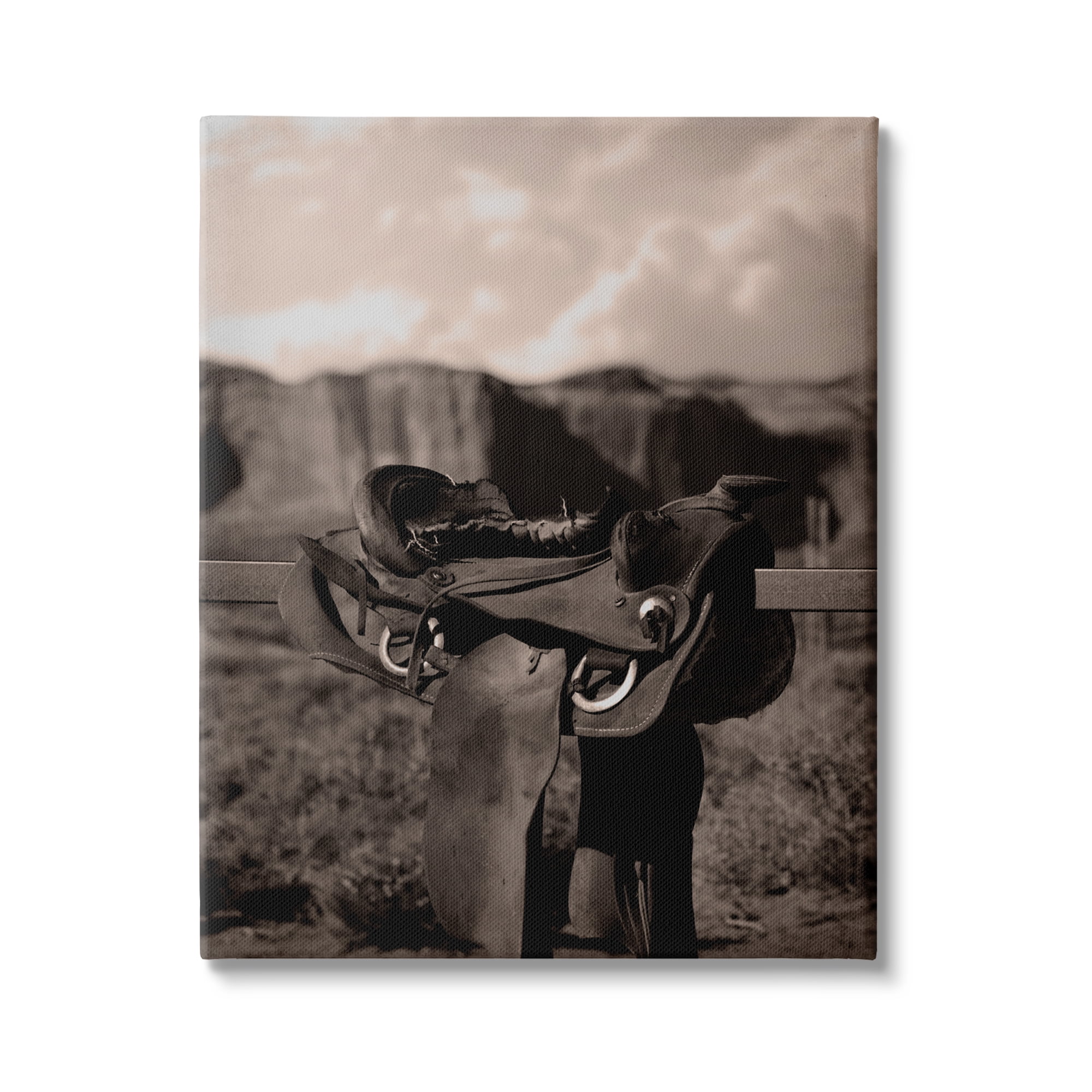 Stupell Industries Horse Saddle in Desert Landscape Photography Gallery Wrapped Canvas Art Print Wall Art, 30 x 40