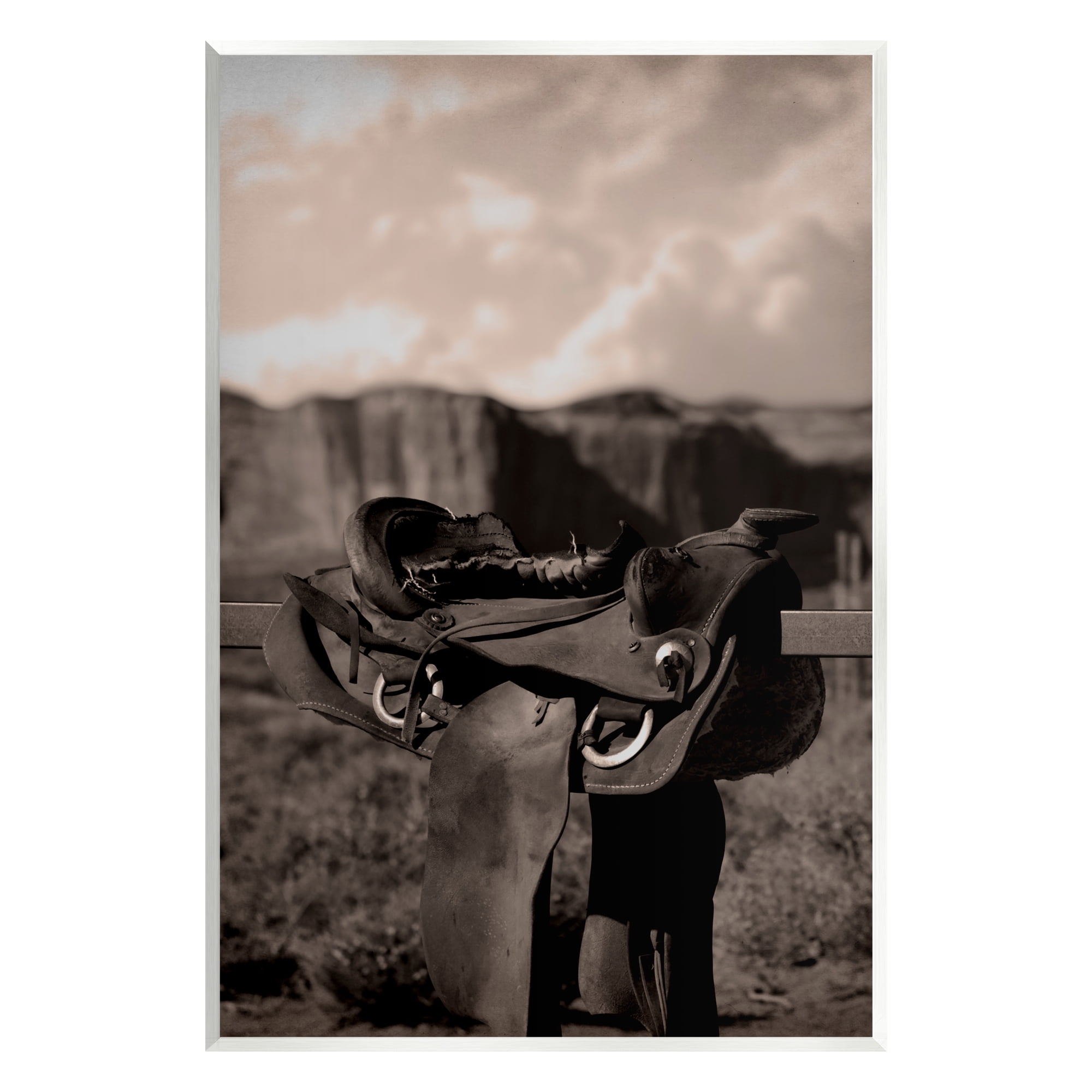 Stupell Industries Horse Saddle in Desert Landscape Photography Unframed Art Print Wall Art, 13 x 19