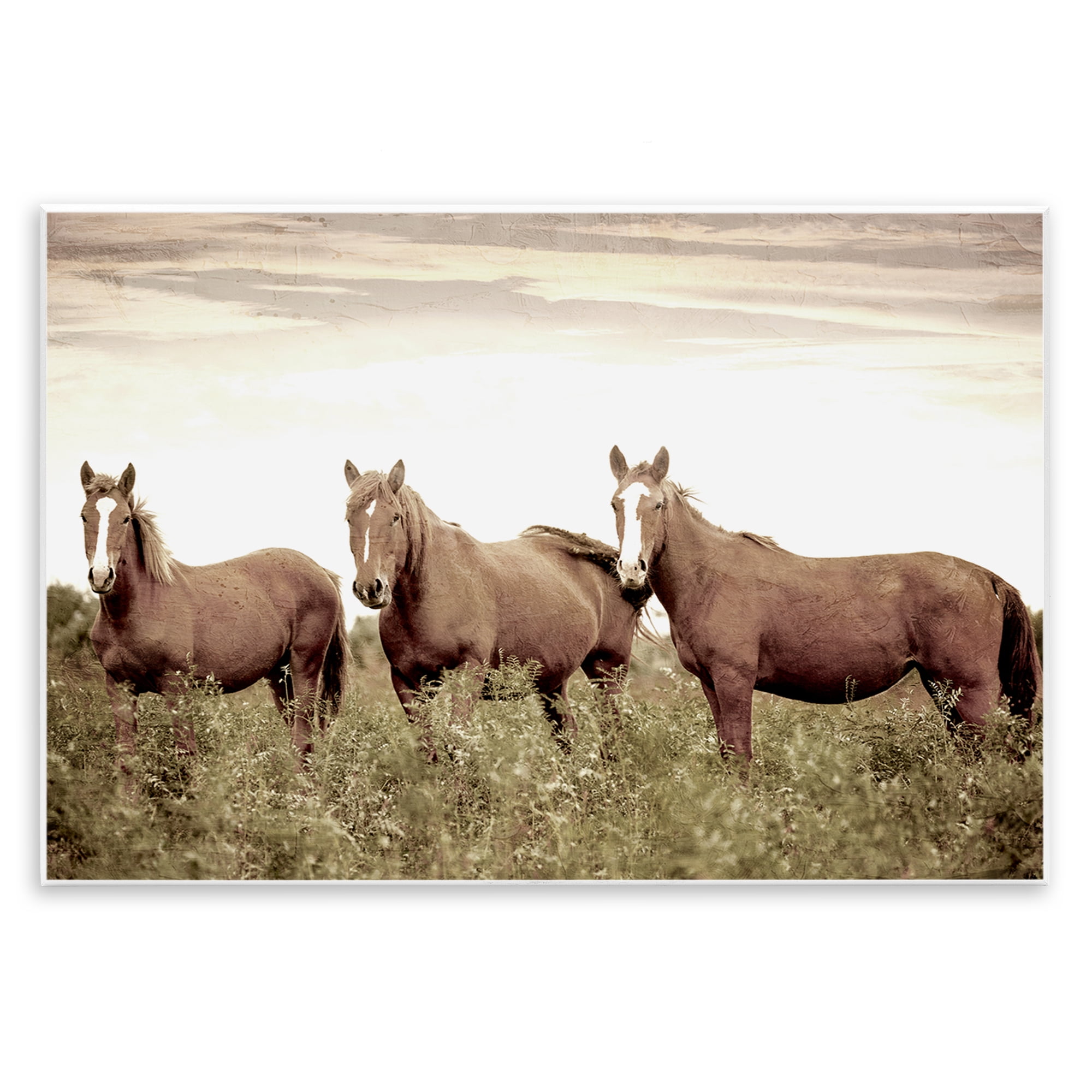 Stupell Industries Horse Trio Gaze Animals Painting Unframed Art Print Wall Art, 19 x 13