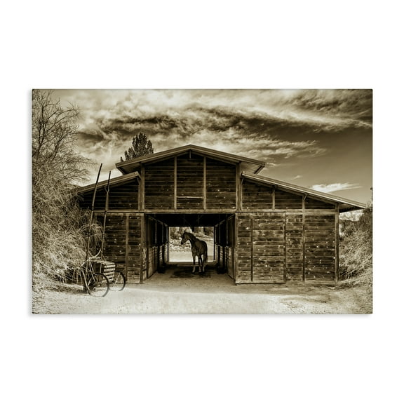 Stupell Industries Horse Waiting To Ride Farm Photography Wrapped Canvas Canvas Art Print Wall Art, 24 x 16