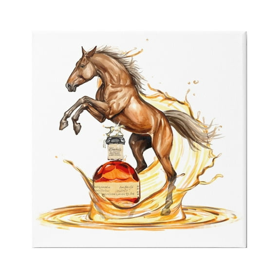 Stupell Industries Horse & Whiskey Bottle Animals & Insects Painting Gallery Wrapped Canvas Art Print Wall Art, 24 x 24