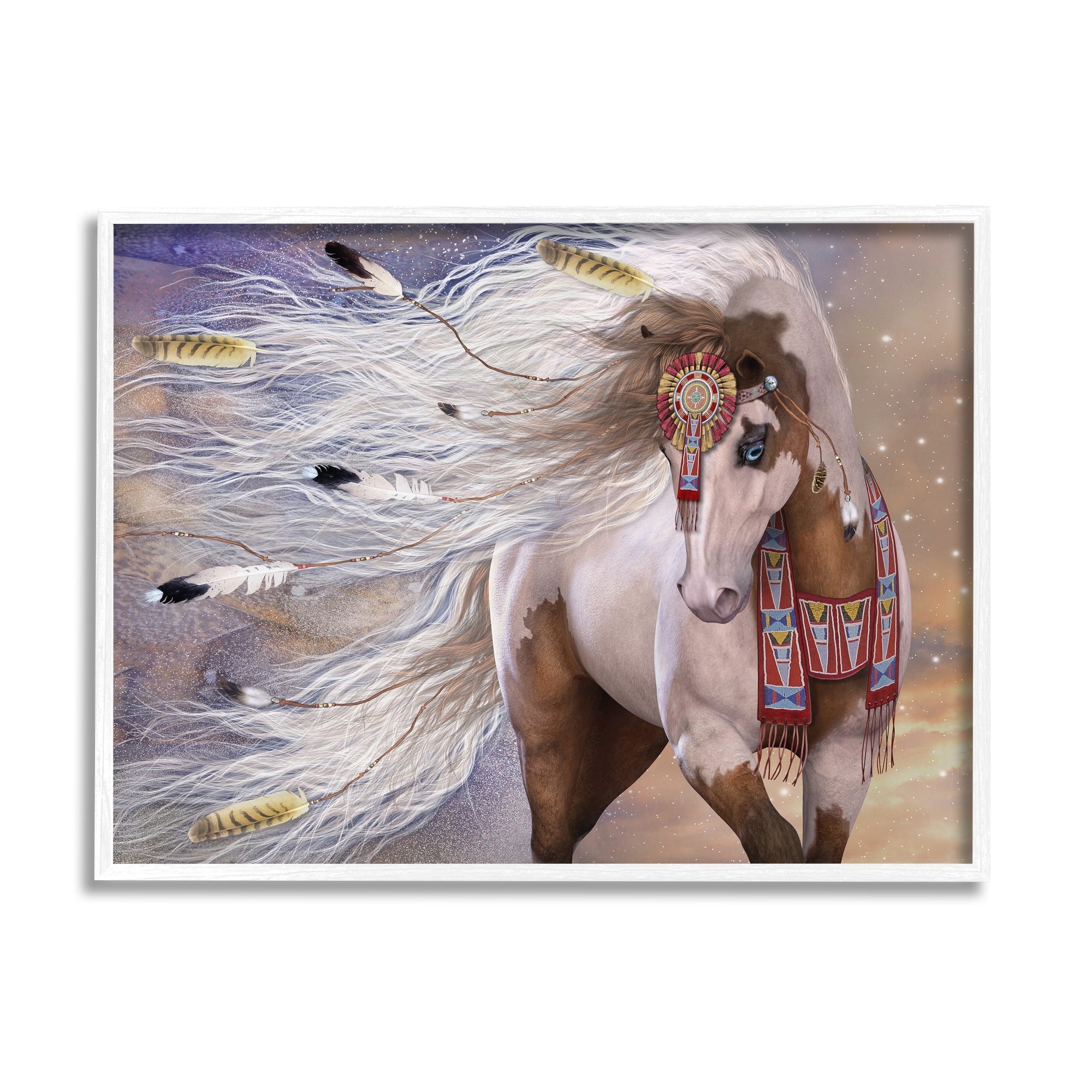 Stupell Industries Horse With Feathers Animals & Insects Painting White Framed Art Print Wall Art, 30 x 24