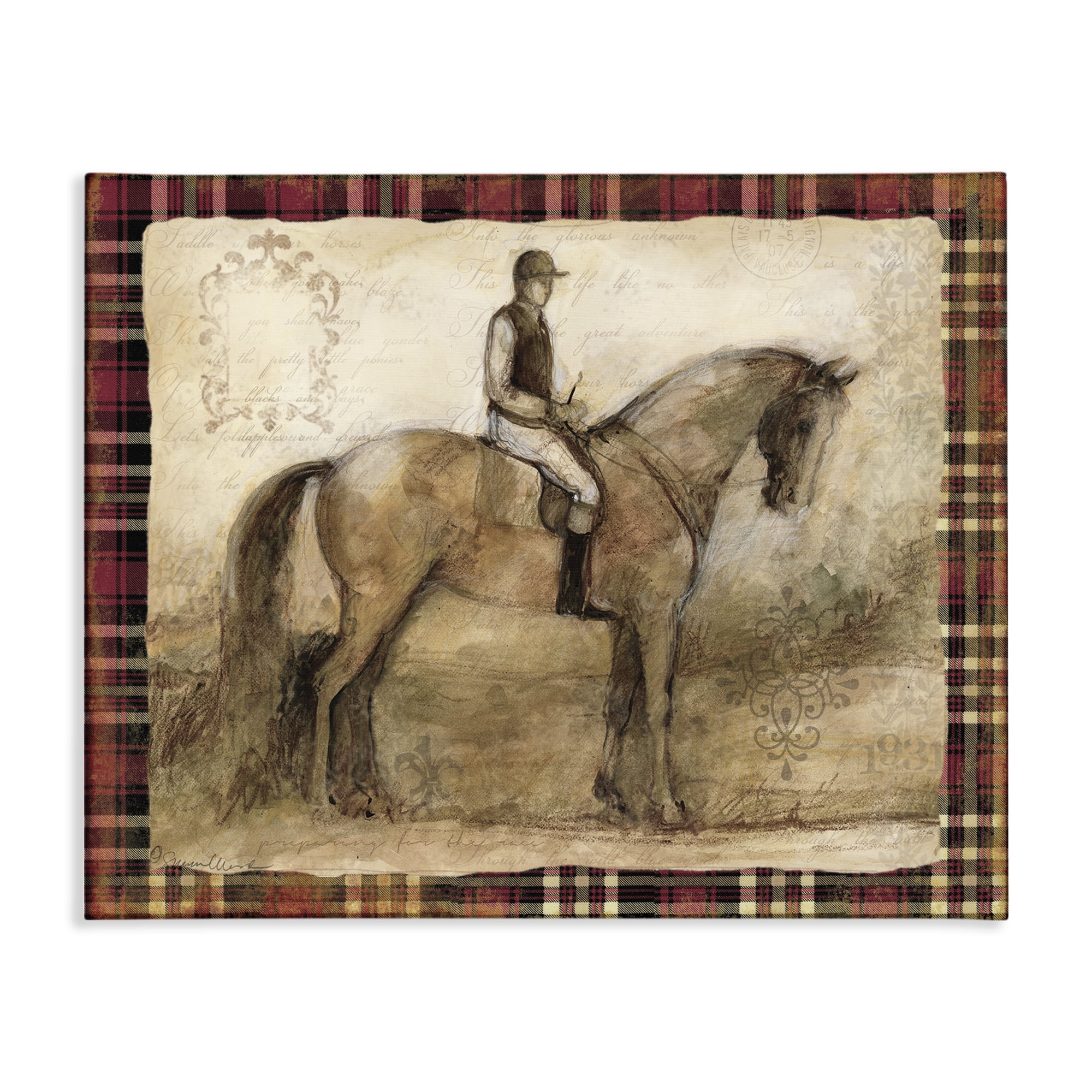 Stupell Industries Horse With Jockey & Plaid Canvas Wall Art, design by Susan Winget