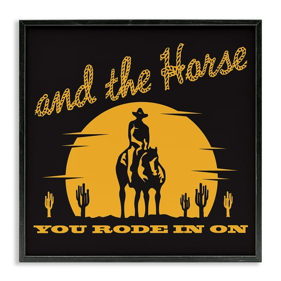 Stupell Industries Horse You Rode In On Novelty Painting Black Framed Art Print Wall Art, 12 x 12
