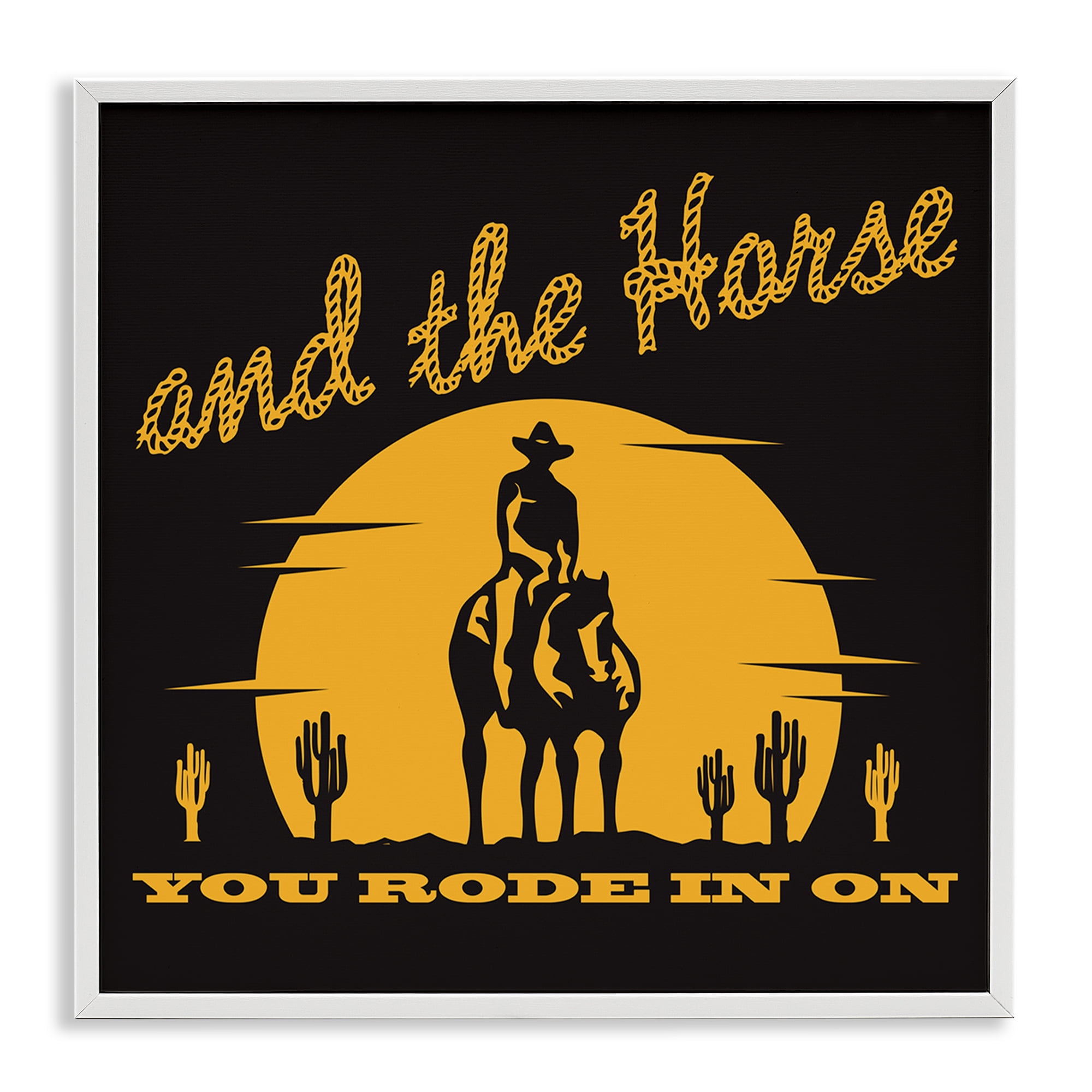 Stupell Industries Horse You Rode In On Novelty Painting White Framed Art Print Wall Art, 24 x 24
