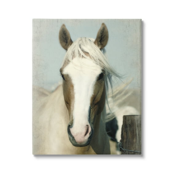 Stupell Industries Horse at Rustic Fence Animals & Insects Painting Gallery Wrapped Canvas Art Print Wall Art, 30 x 40