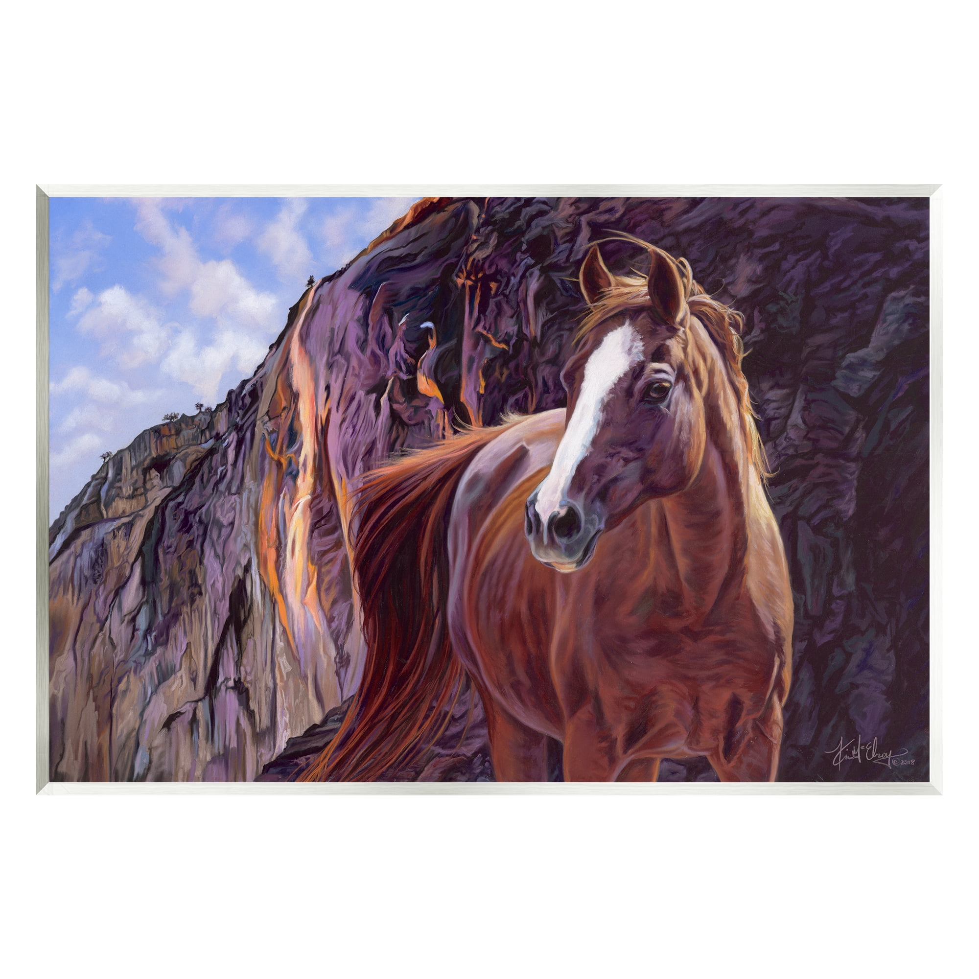 Stupell Industries Horse by Cliffs Landscape Animals & Insects Painting Unframed Art Print Wall Art, 15 x 10