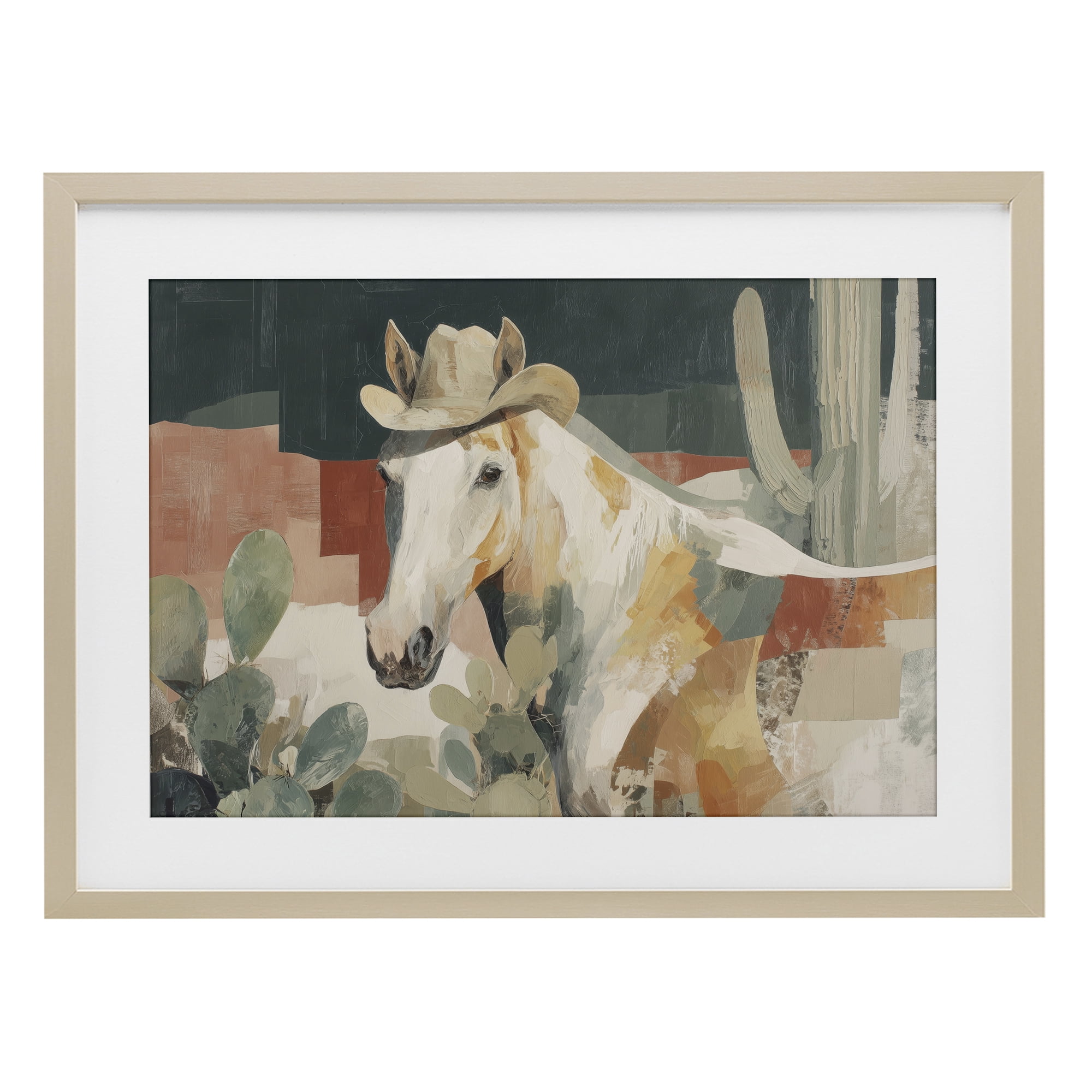 Stupell Industries Horse in Cowboy Hat Birch Framed Print Under Glass, design by Chromatic Storm Studio